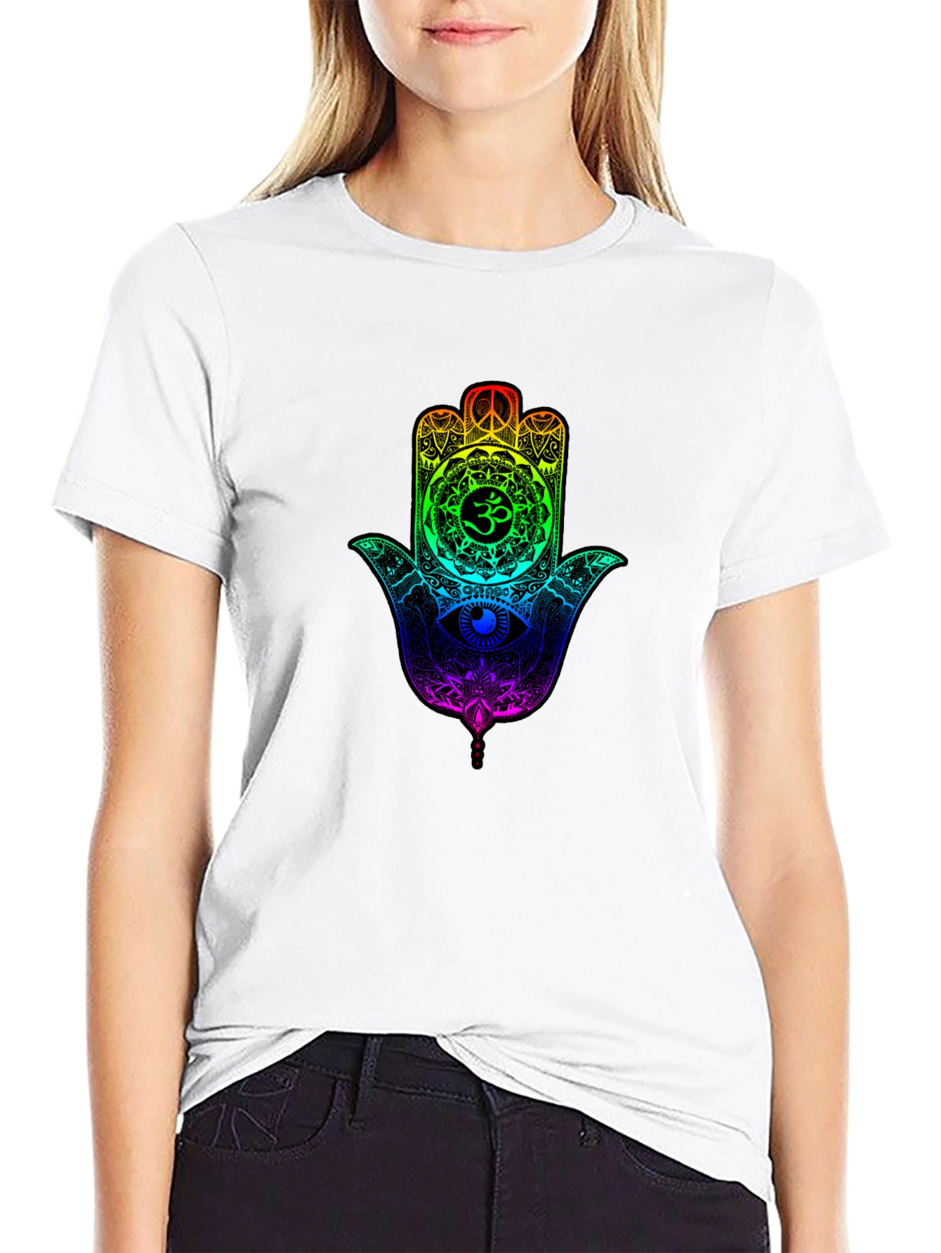 Rainbow Hamsa Hand Graphic T-Shirt - Unisex