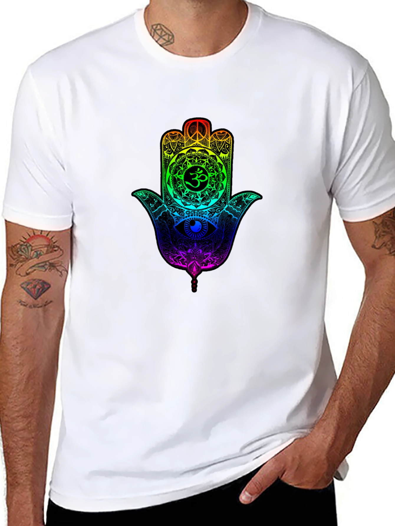 Rainbow Hamsa Hand Graphic T-Shirt - Unisex