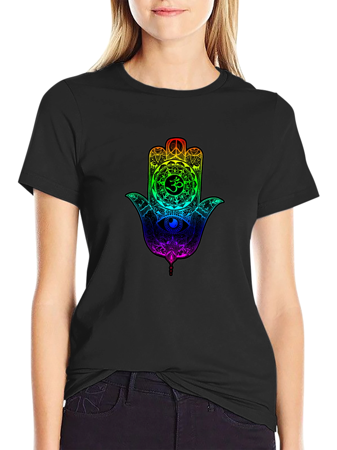 Rainbow Hamsa Hand Graphic T-Shirt - Unisex