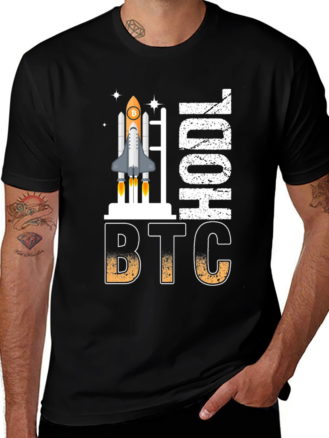 Bitcoin HODL Rocket Graphic T-Shirt