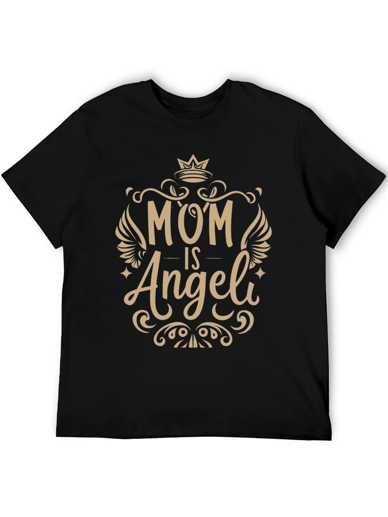 Mom Is Angel Black Graphic Tee