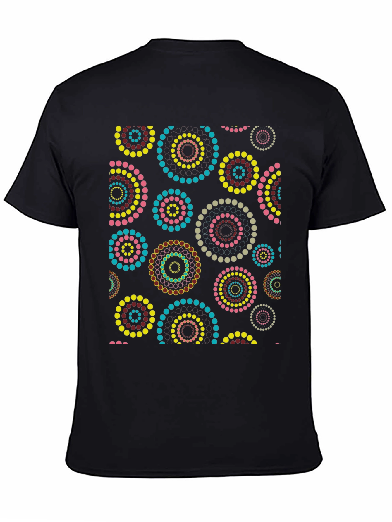Abstract Circle Dot Pattern Black T-Shirt