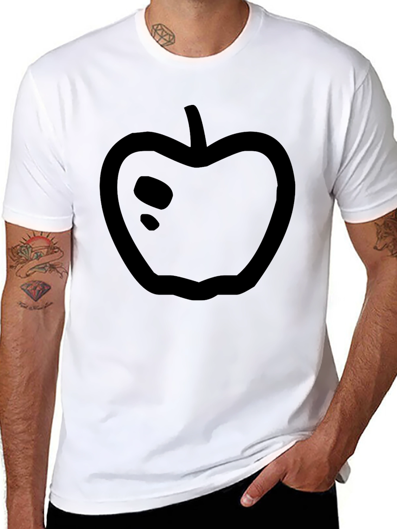 Minimalist Apple Graphic Black T-Shirt