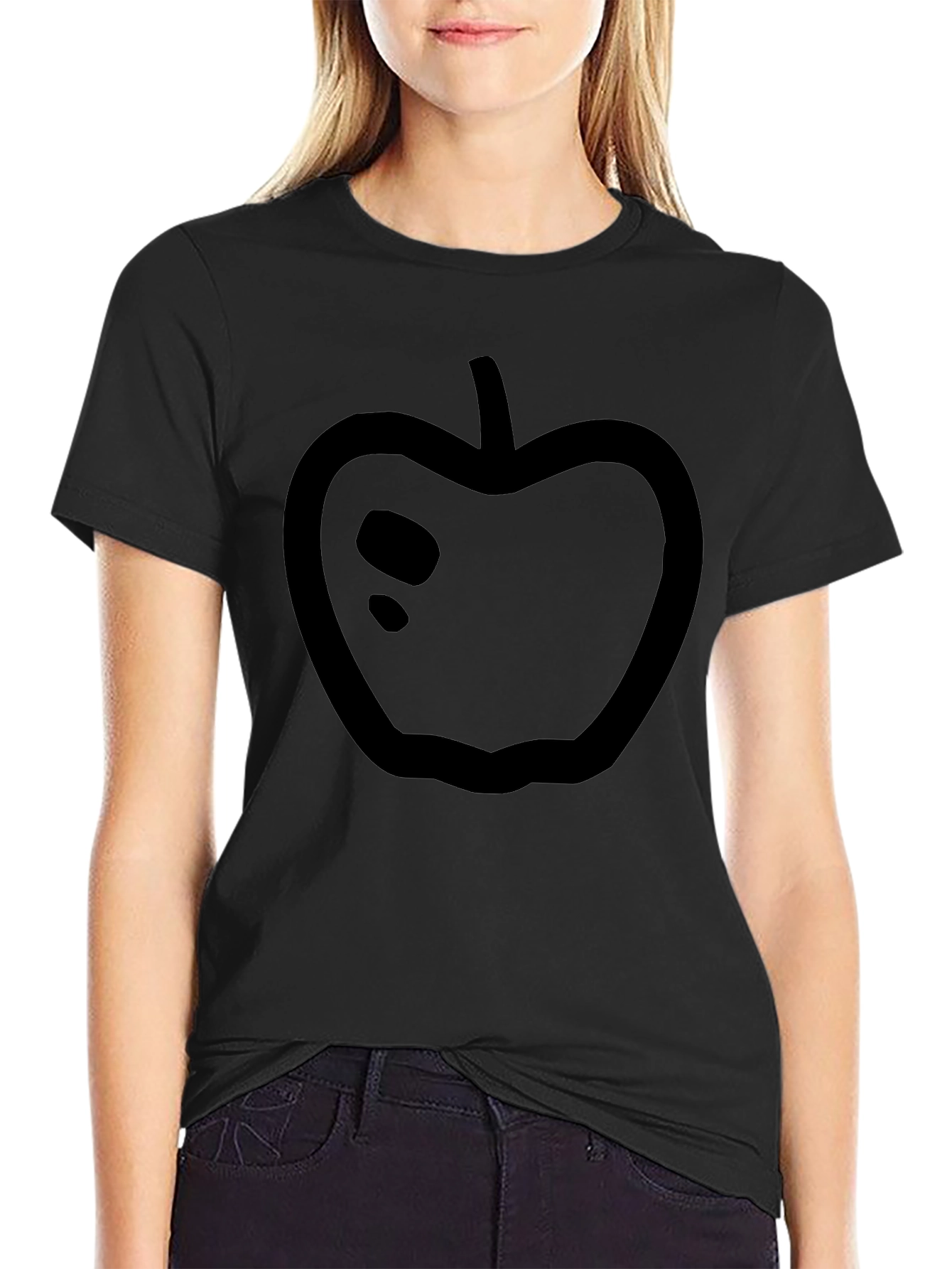 Minimalist Apple Graphic Black T-Shirt
