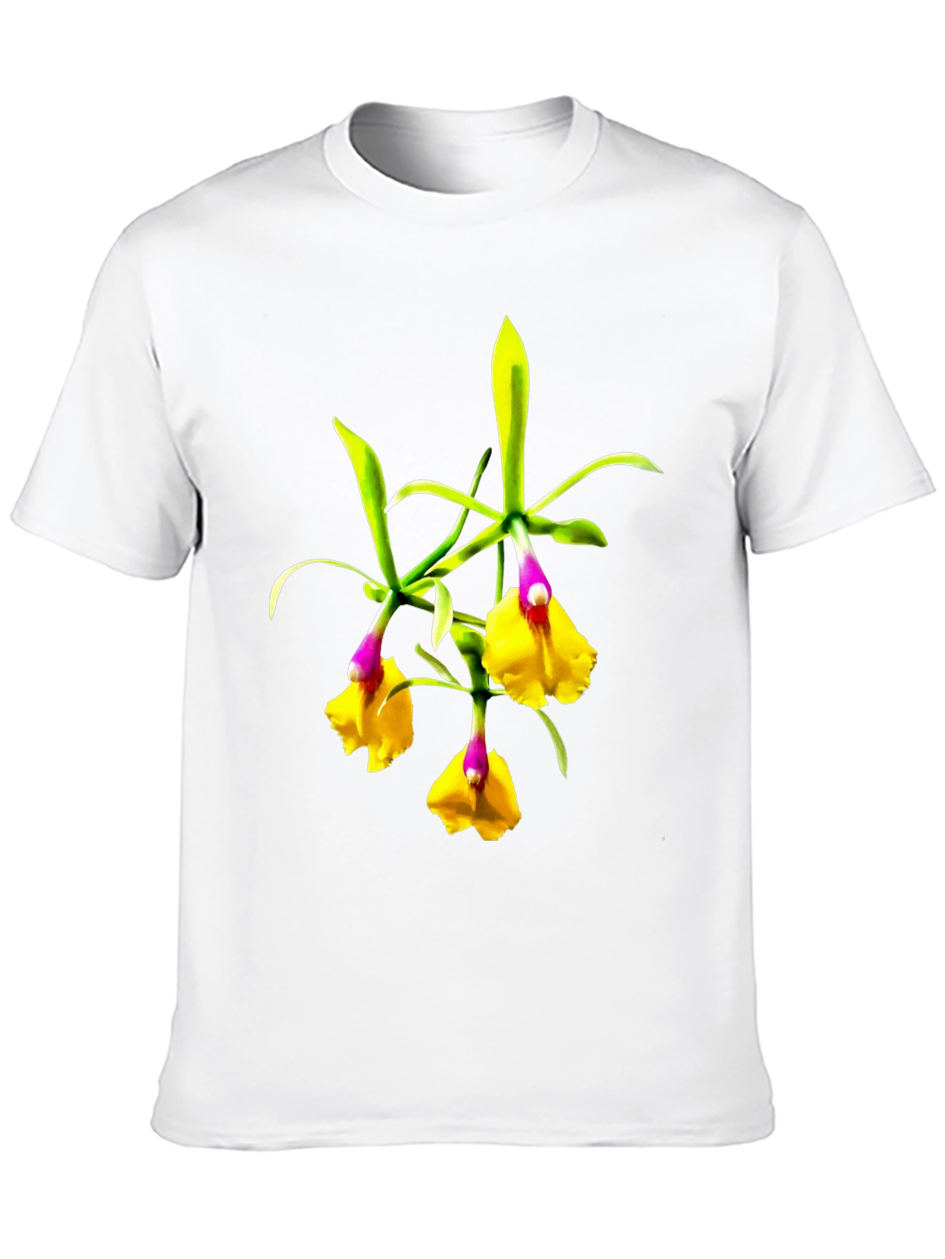 Orchid Flower Graphic Tee - Botanical Black T-Shirt