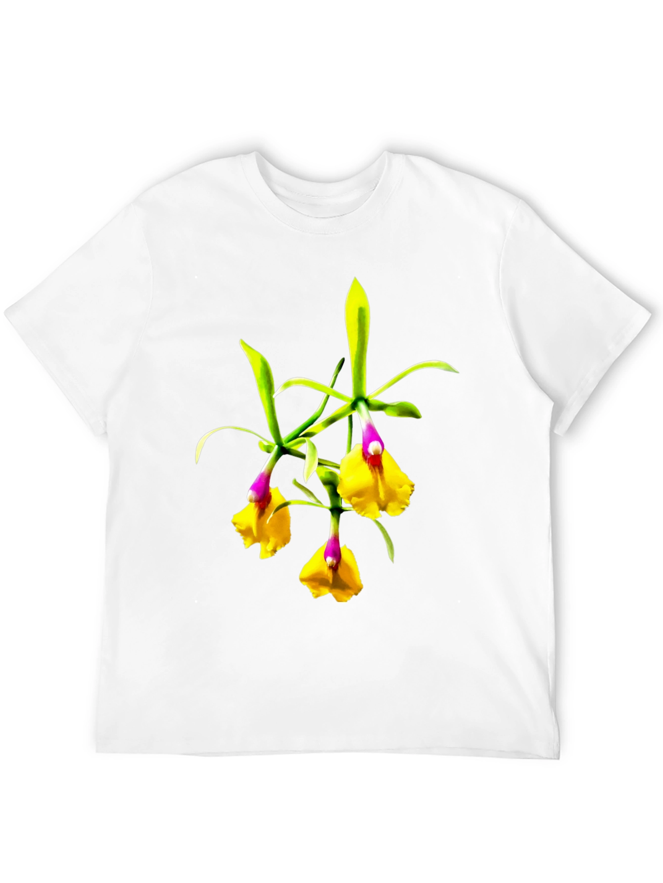 Orchid Flower Graphic Tee - Botanical Black T-Shirt