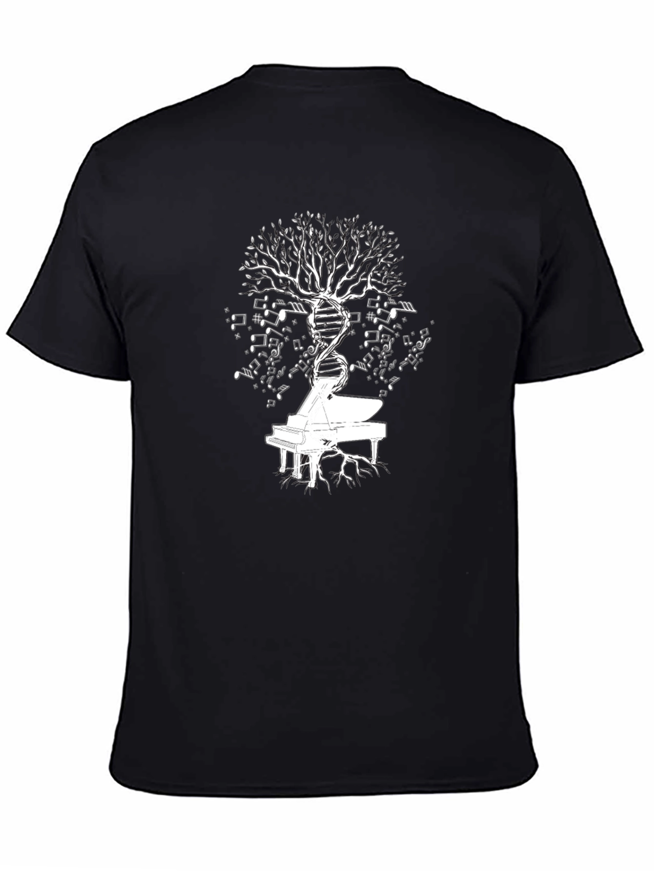 Piano DNA Music Tree Black T-Shirt