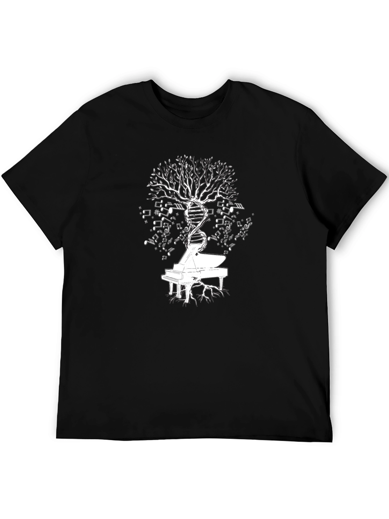 Piano DNA Music Tree Black T-Shirt