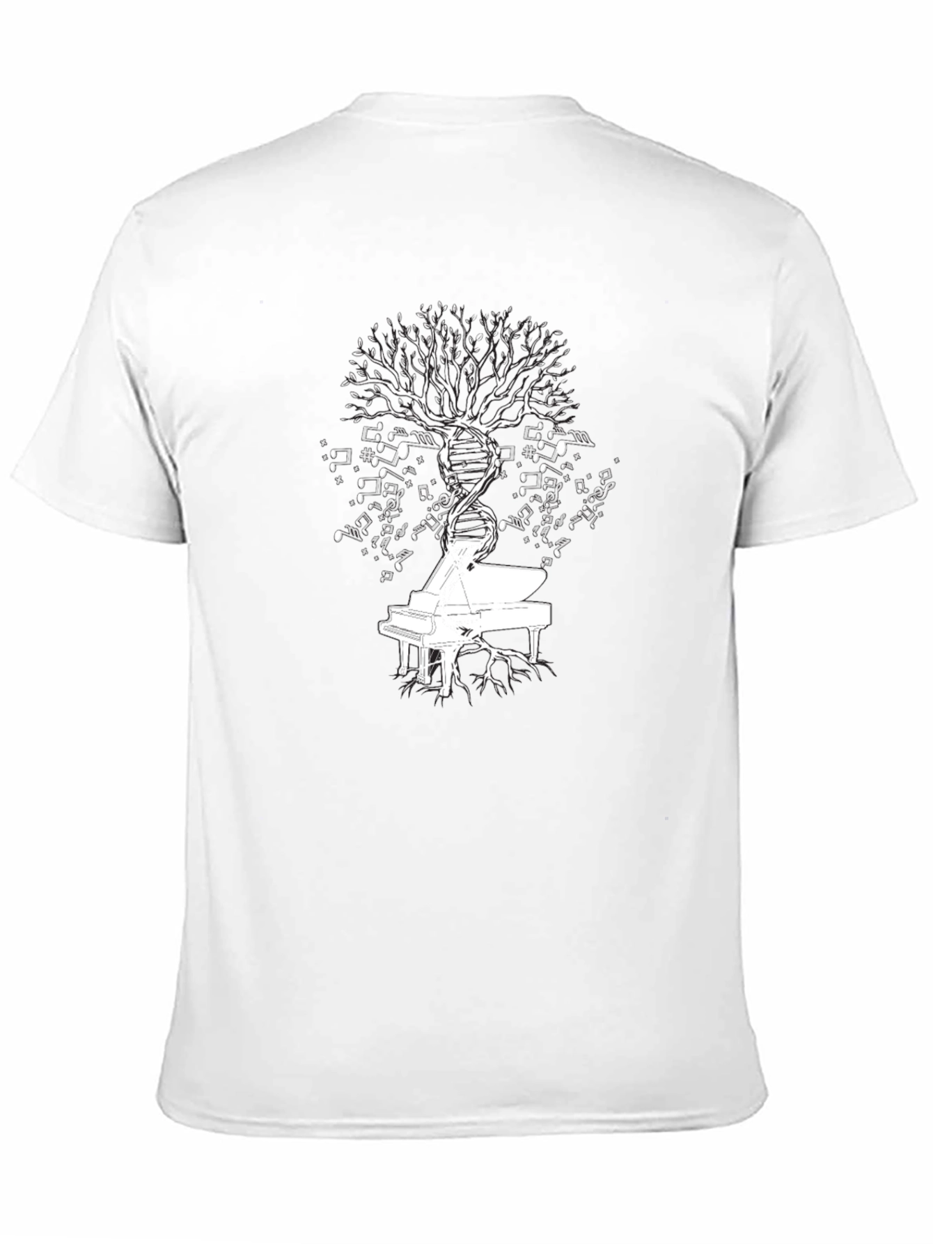 Piano DNA Music Tree Black T-Shirt