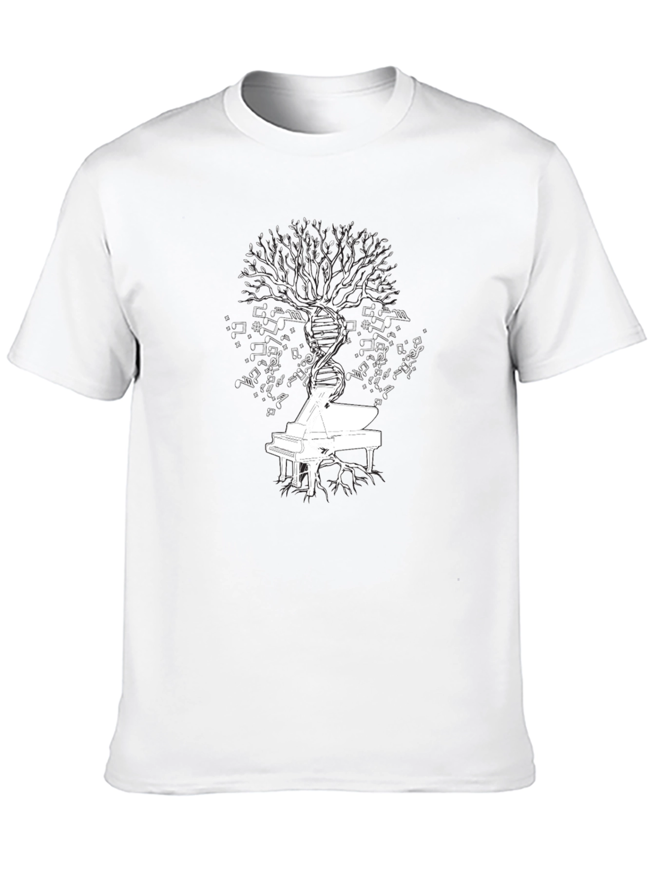 Piano DNA Music Tree Black T-Shirt