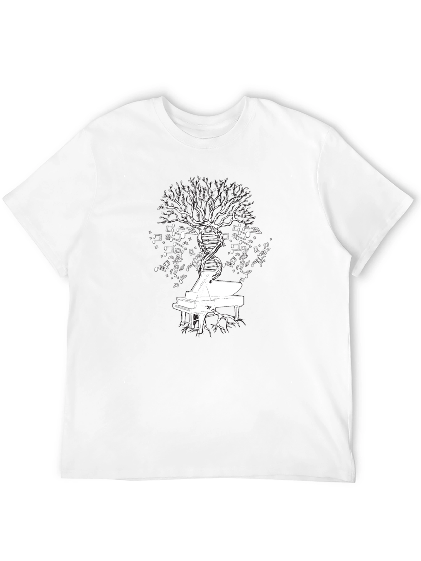 Piano DNA Music Tree Black T-Shirt
