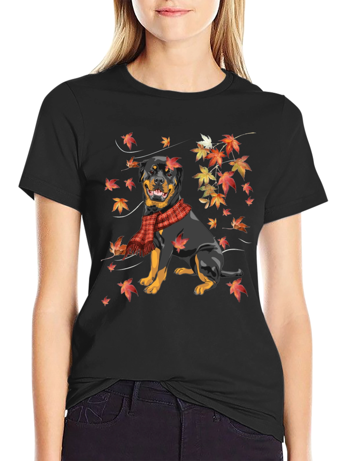Rottweiler Autumn Leaves T-Shirt