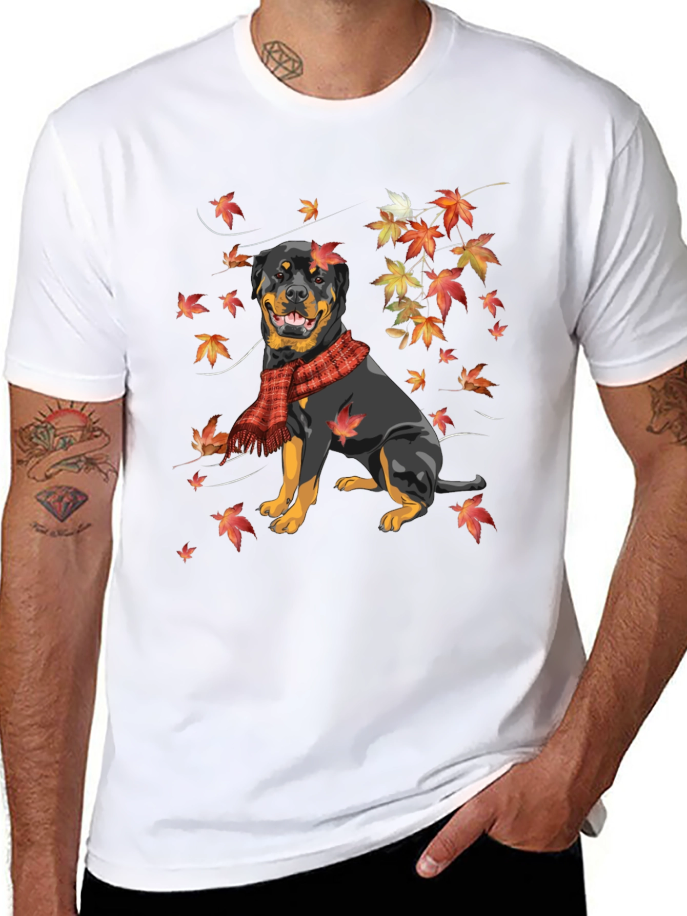 Rottweiler Autumn Leaves T-Shirt
