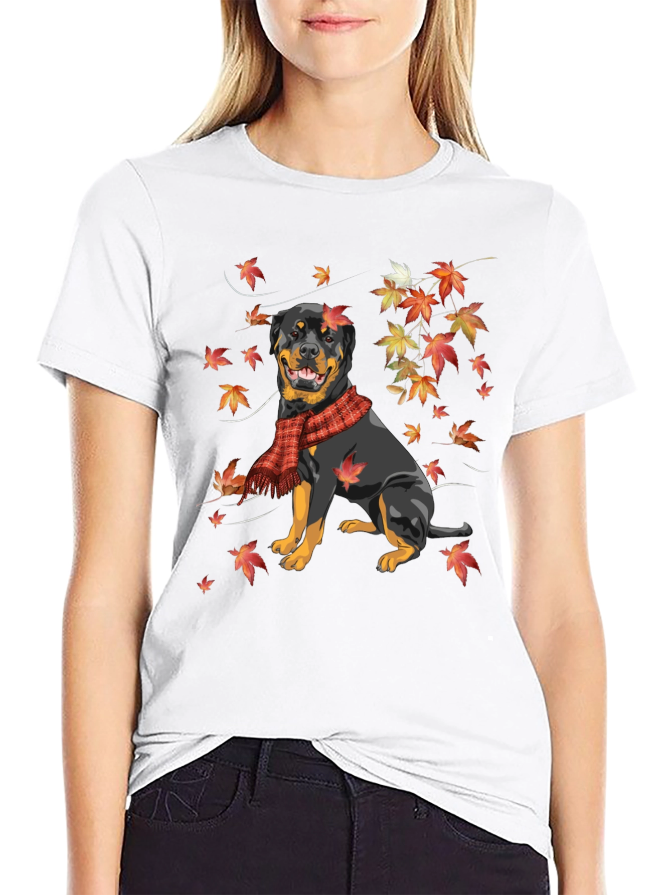 Rottweiler Autumn Leaves T-Shirt