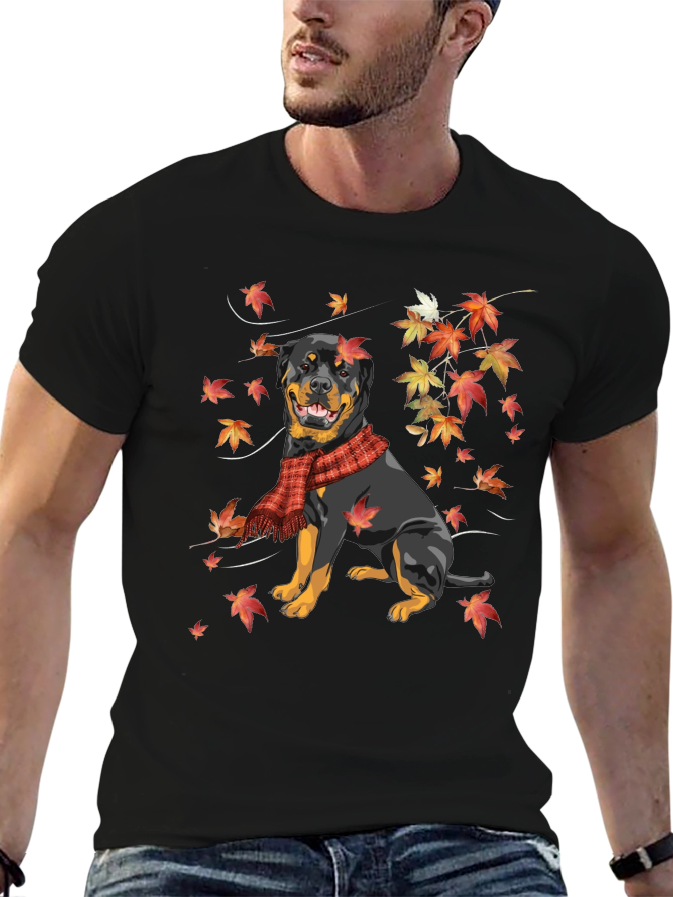 Rottweiler Autumn Leaves T-Shirt
