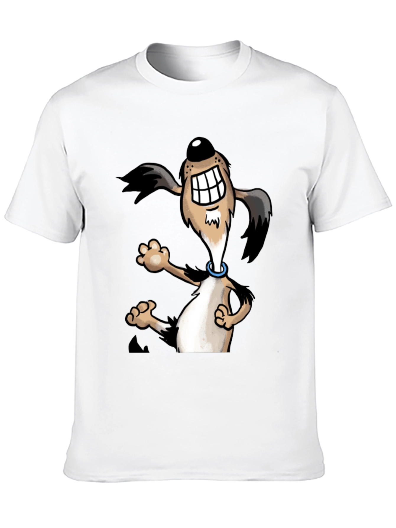 Cartoon Dog Graphic Tee - Black Cotton Shirt