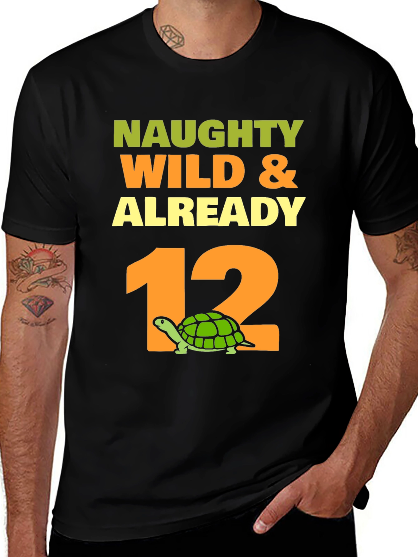 Naughty Wild & Already 12 Turtle Birthday T-Shirt