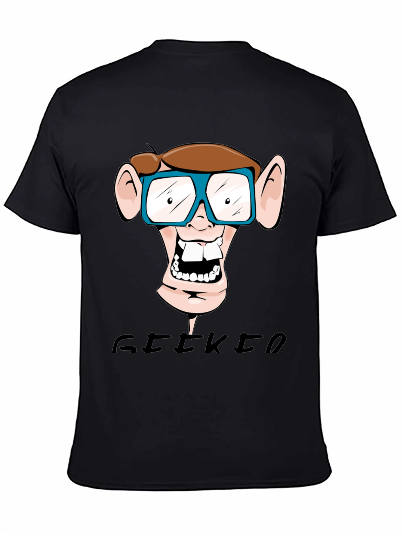 Geeky Nerd Cartoon Graphic Print T-Shirt