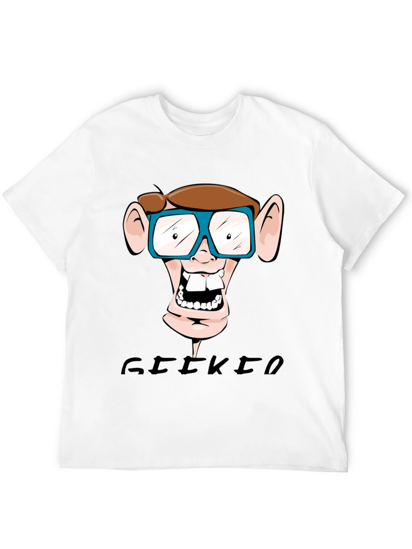 Geeky Nerd Cartoon Graphic Print T-Shirt