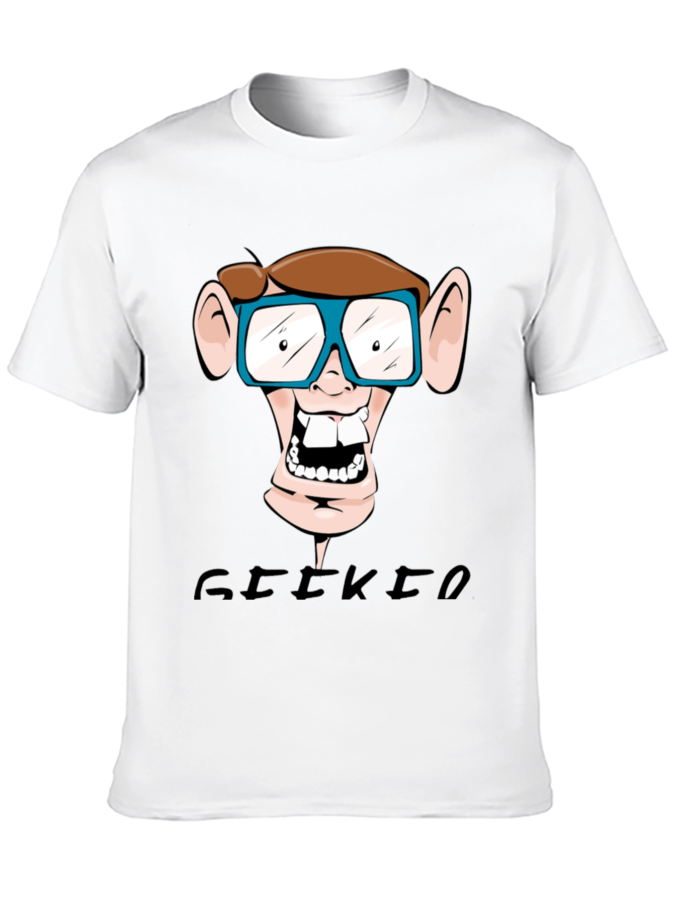 Geeky Nerd Cartoon Graphic Print T-Shirt