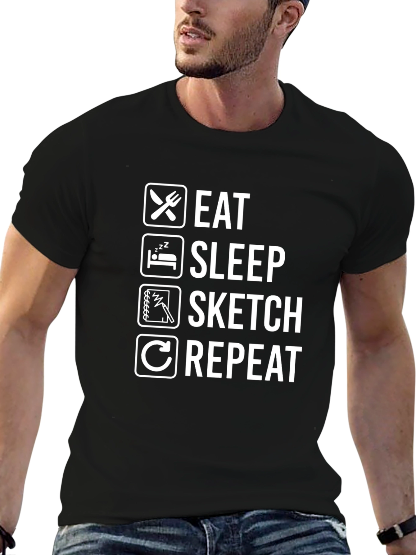Eat Sleep Sketch Repeat Graphic T-Shirt