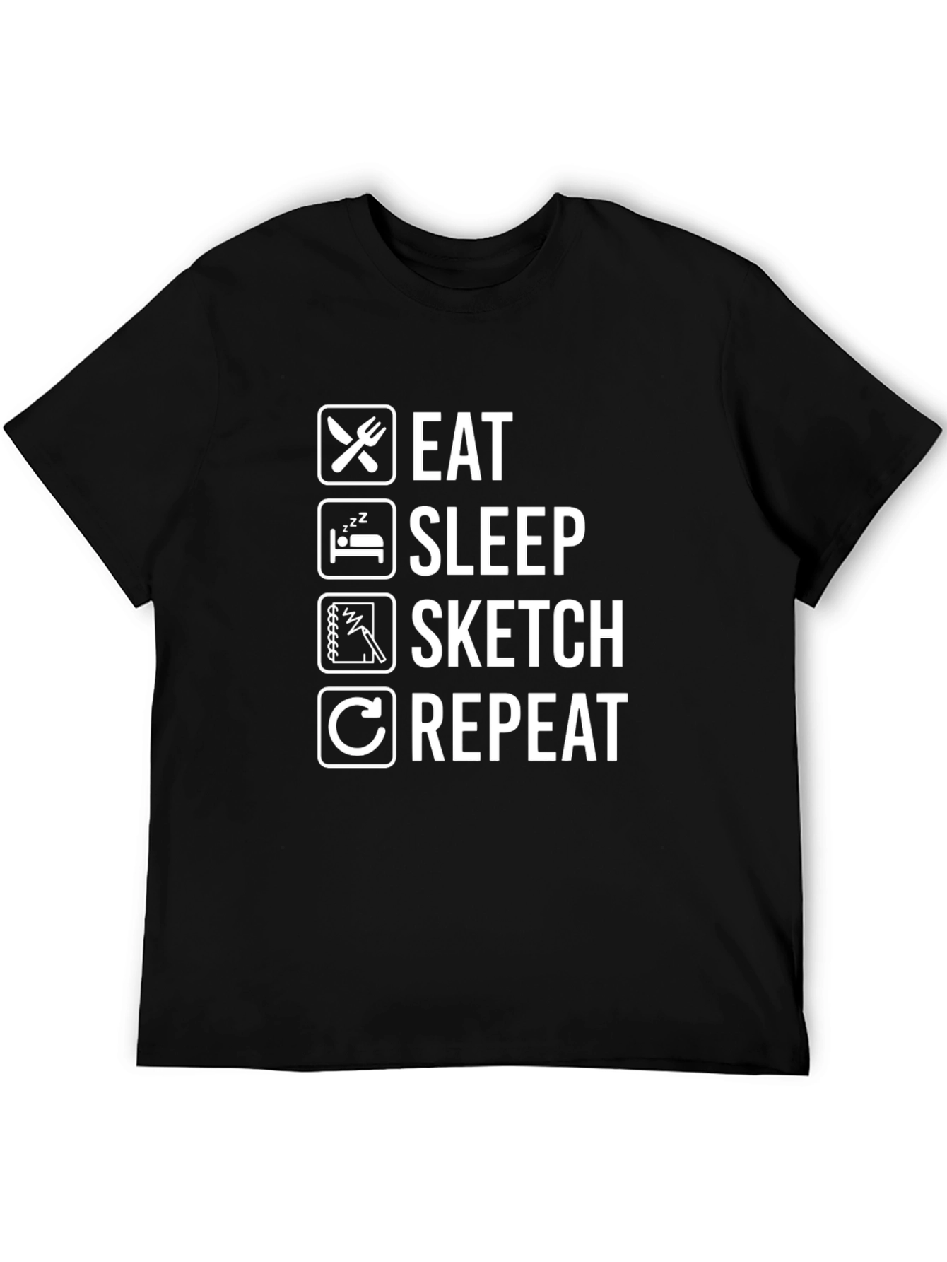 Eat Sleep Sketch Repeat Graphic T-Shirt