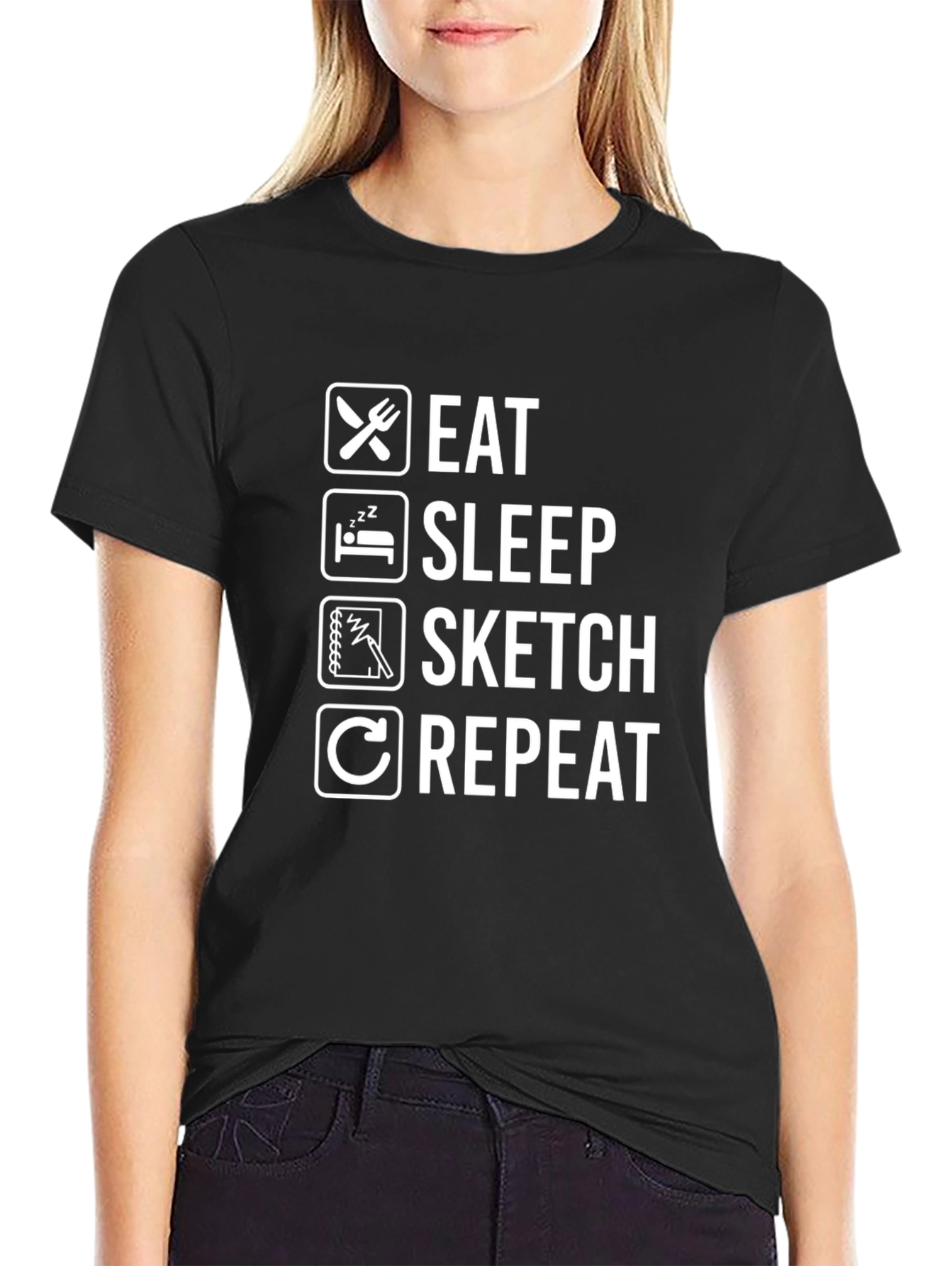 Eat Sleep Sketch Repeat Graphic T-Shirt