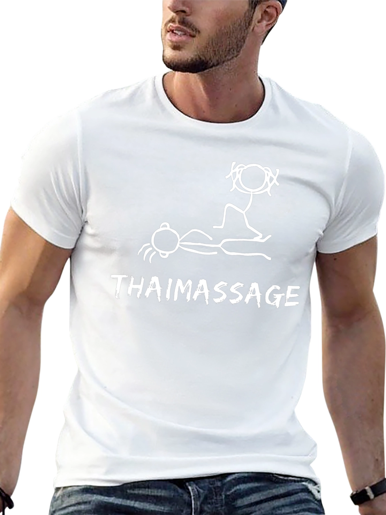 Thai Massage Graphic Tee - Funny Stick Figure Design
