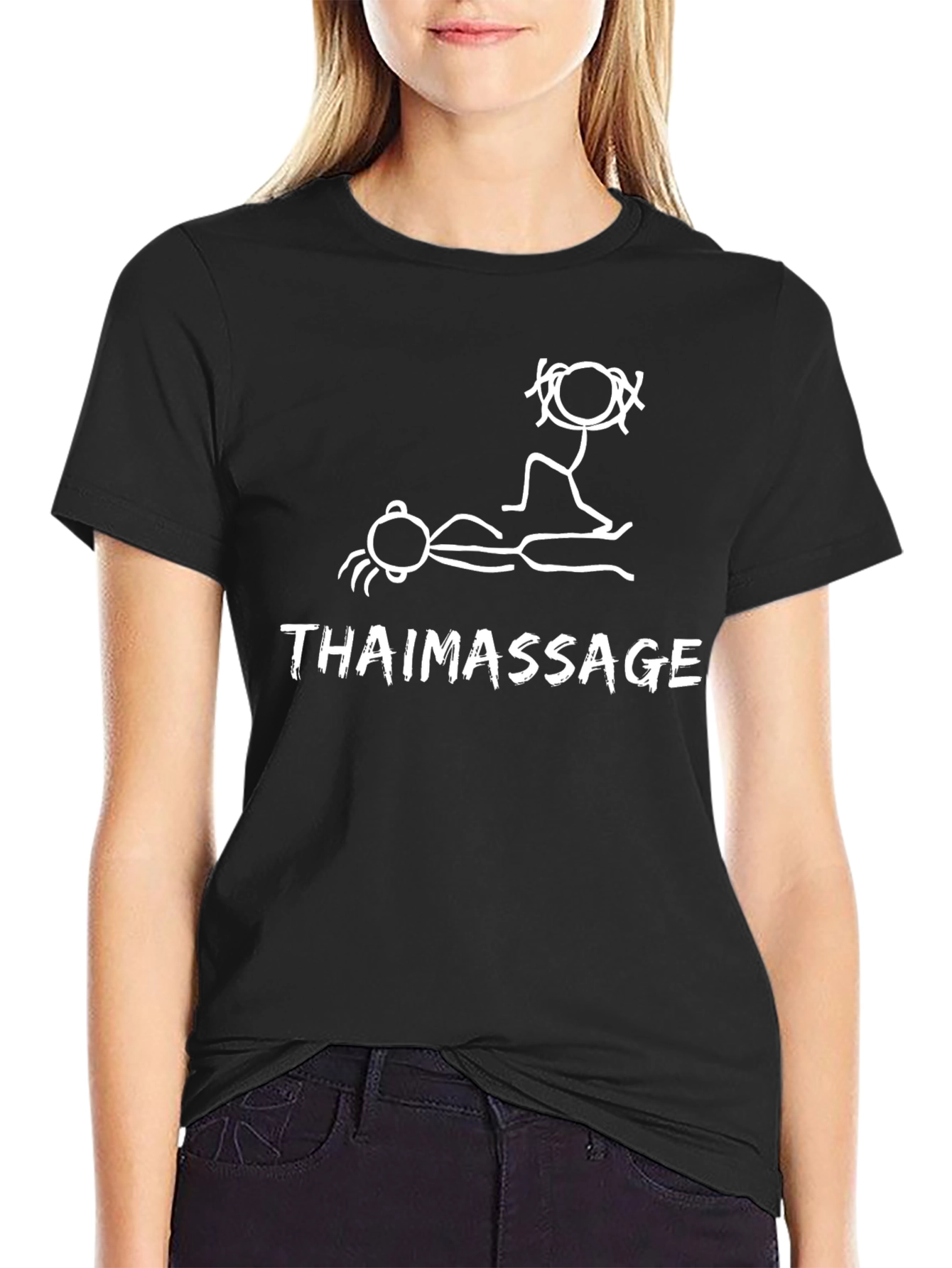 Thai Massage Graphic Tee - Funny Stick Figure Design