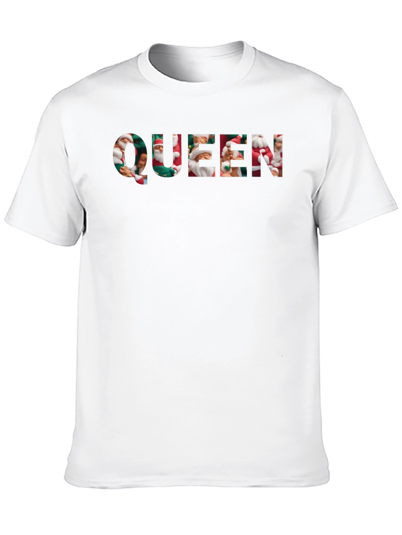 Queen Santa Print Black T-Shirt