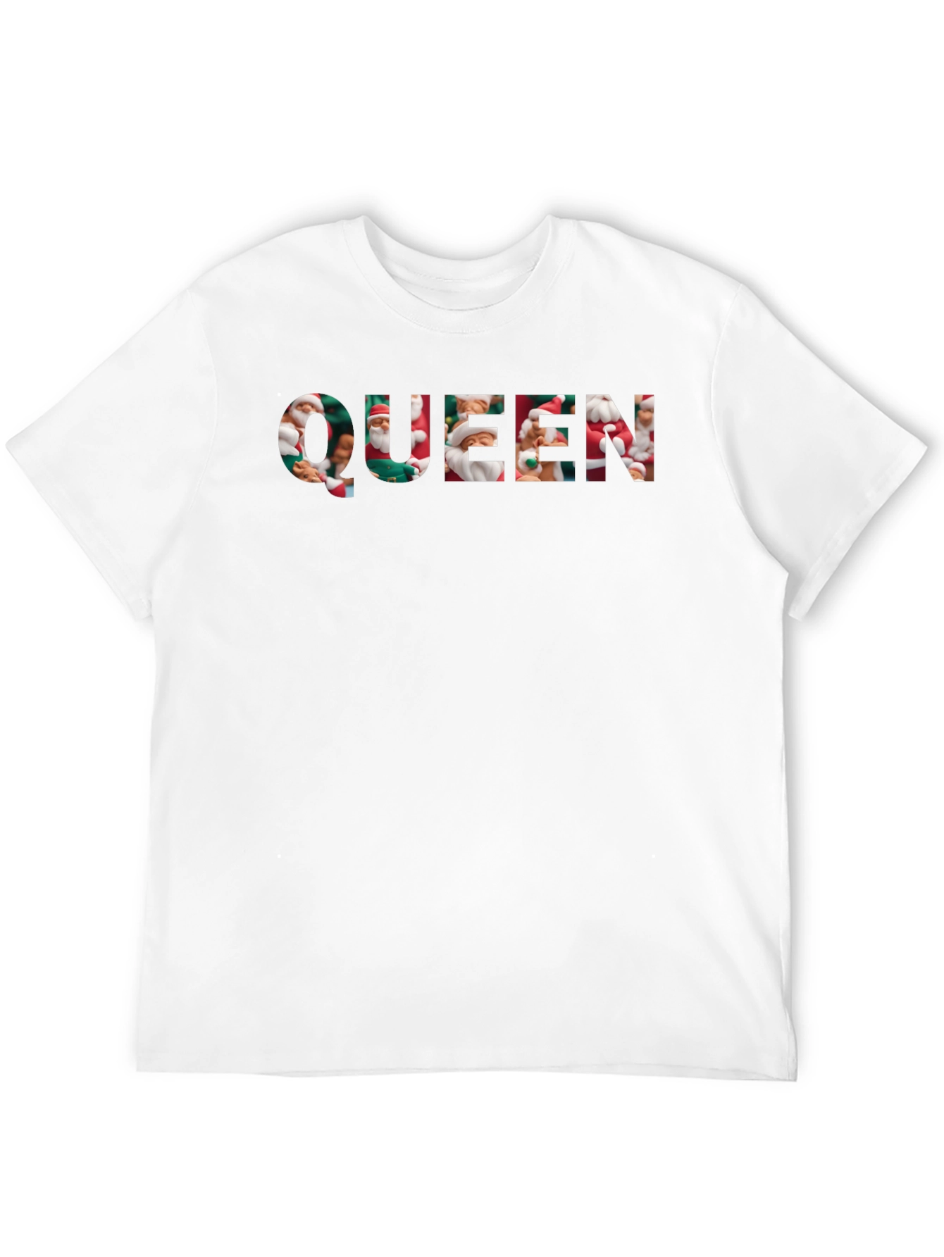 Queen Santa Print Black T-Shirt