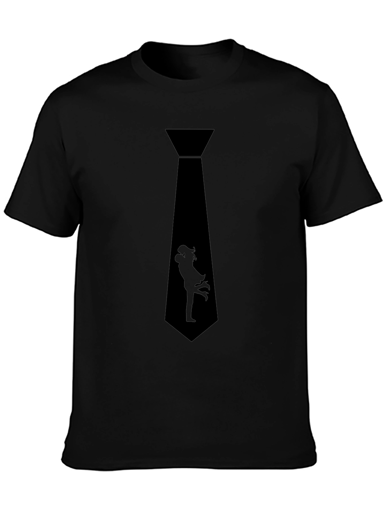 Romantic Couple Tie Graphic T-Shirt - Stylish Black Tee