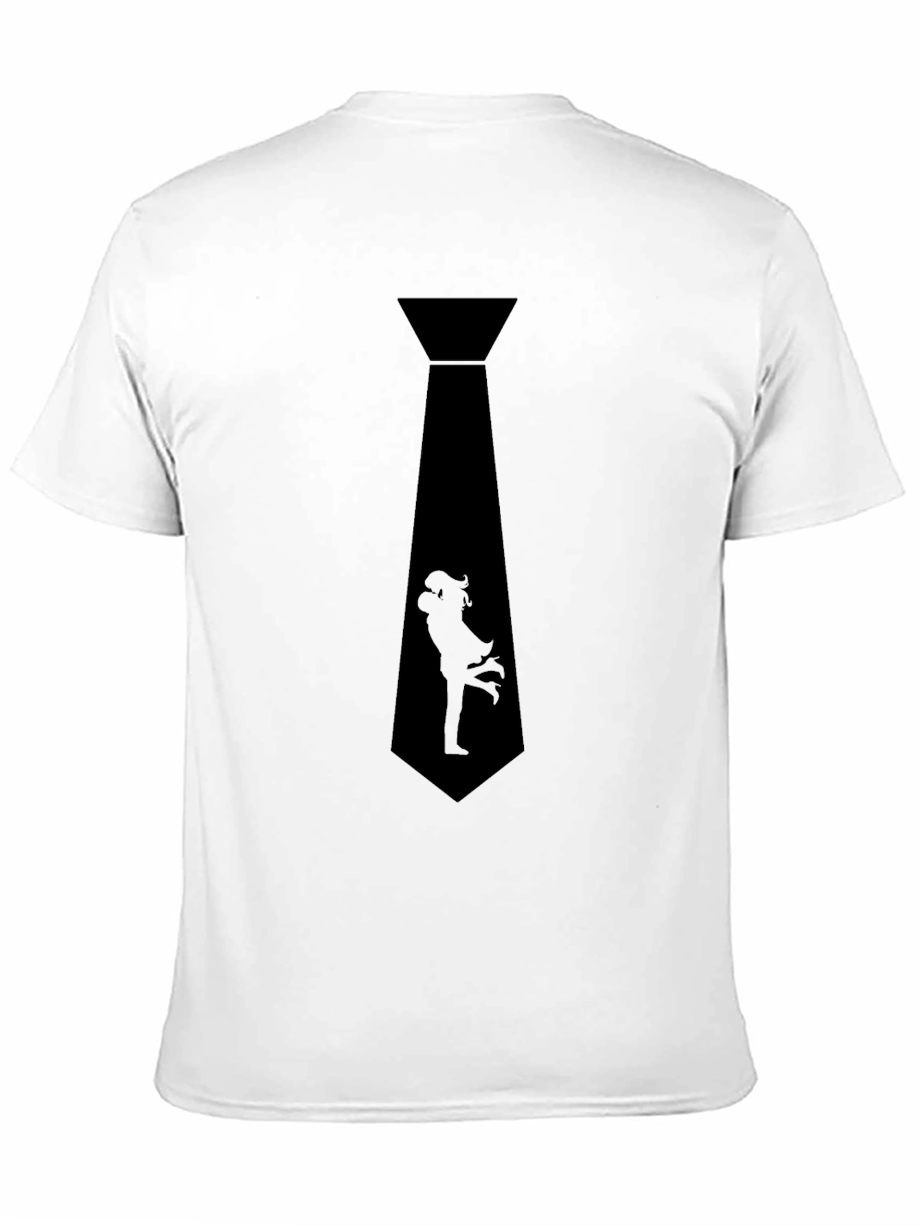 Romantic Couple Tie Graphic T-Shirt - Stylish Black Tee