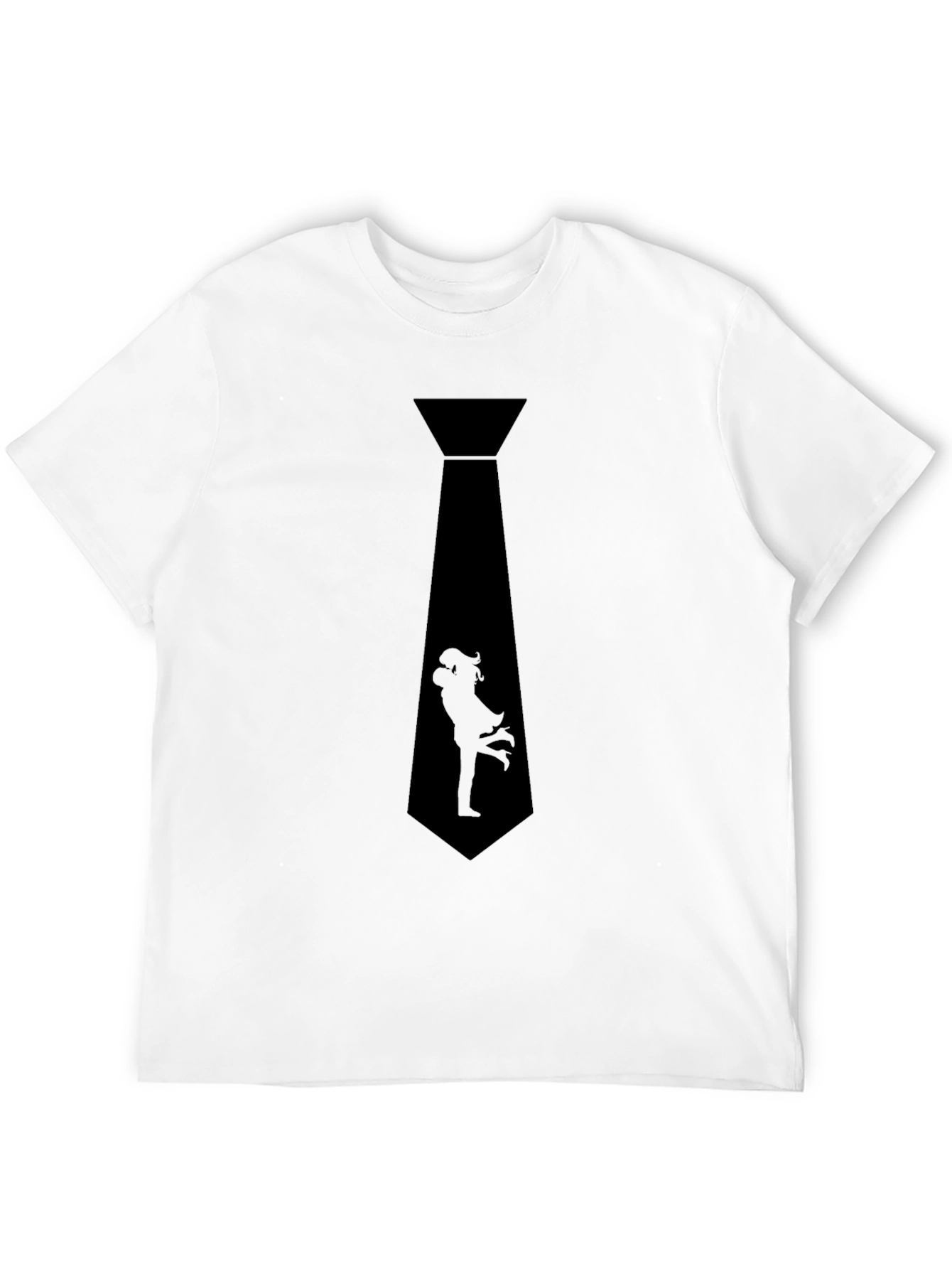 Romantic Couple Tie Graphic T-Shirt - Stylish Black Tee