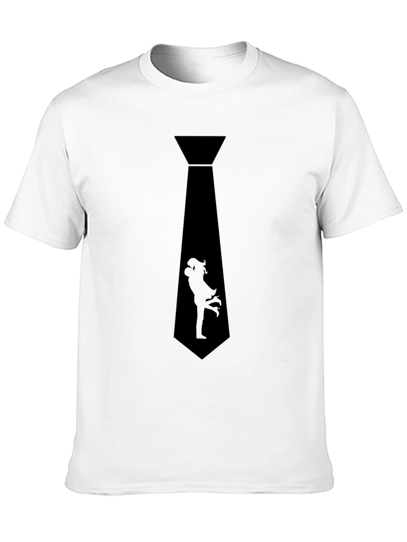 Romantic Couple Tie Graphic T-Shirt - Stylish Black Tee