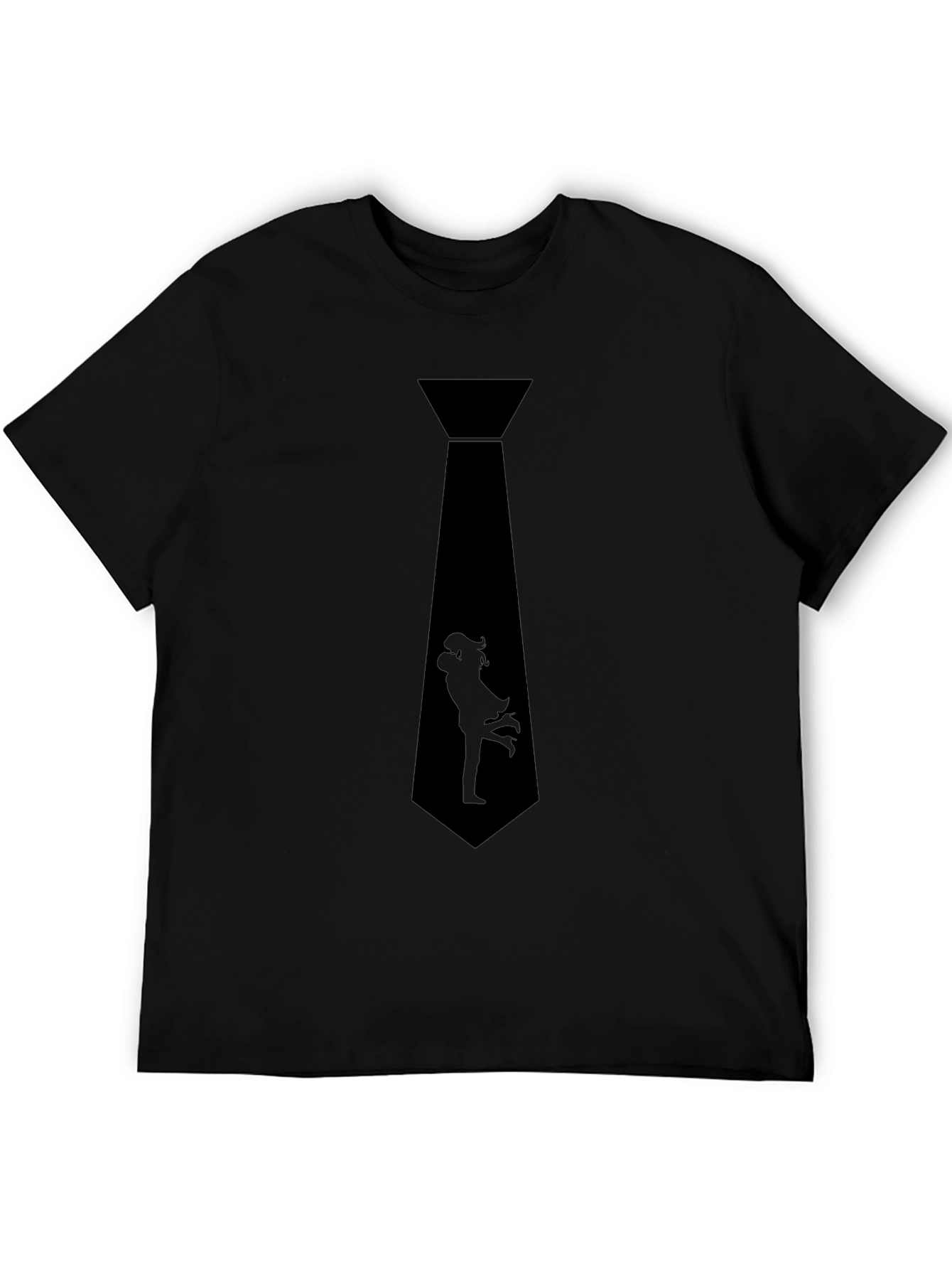 Romantic Couple Tie Graphic T-Shirt - Stylish Black Tee