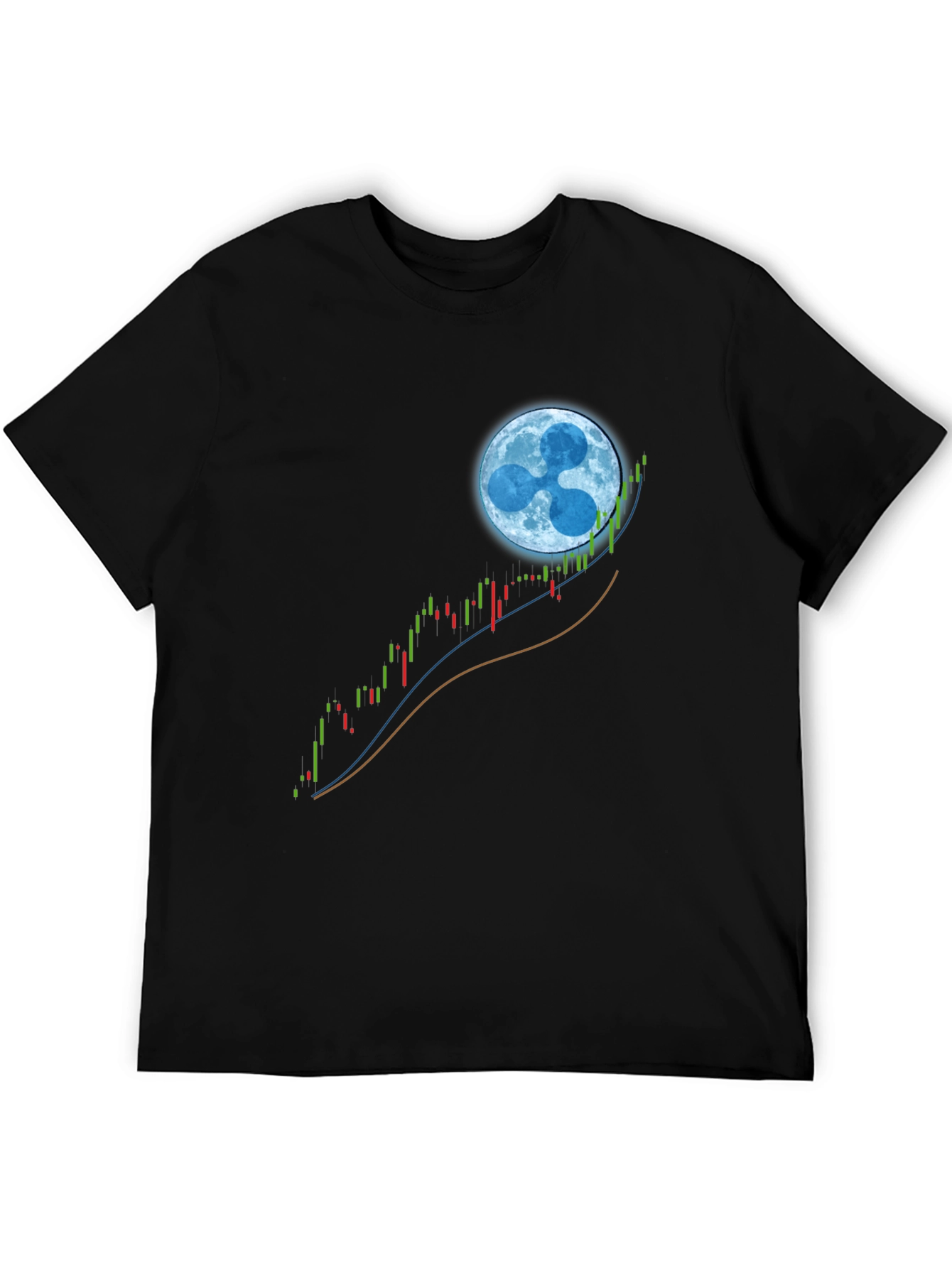 Ripple XRP Crypto Mooning Black T-Shirt