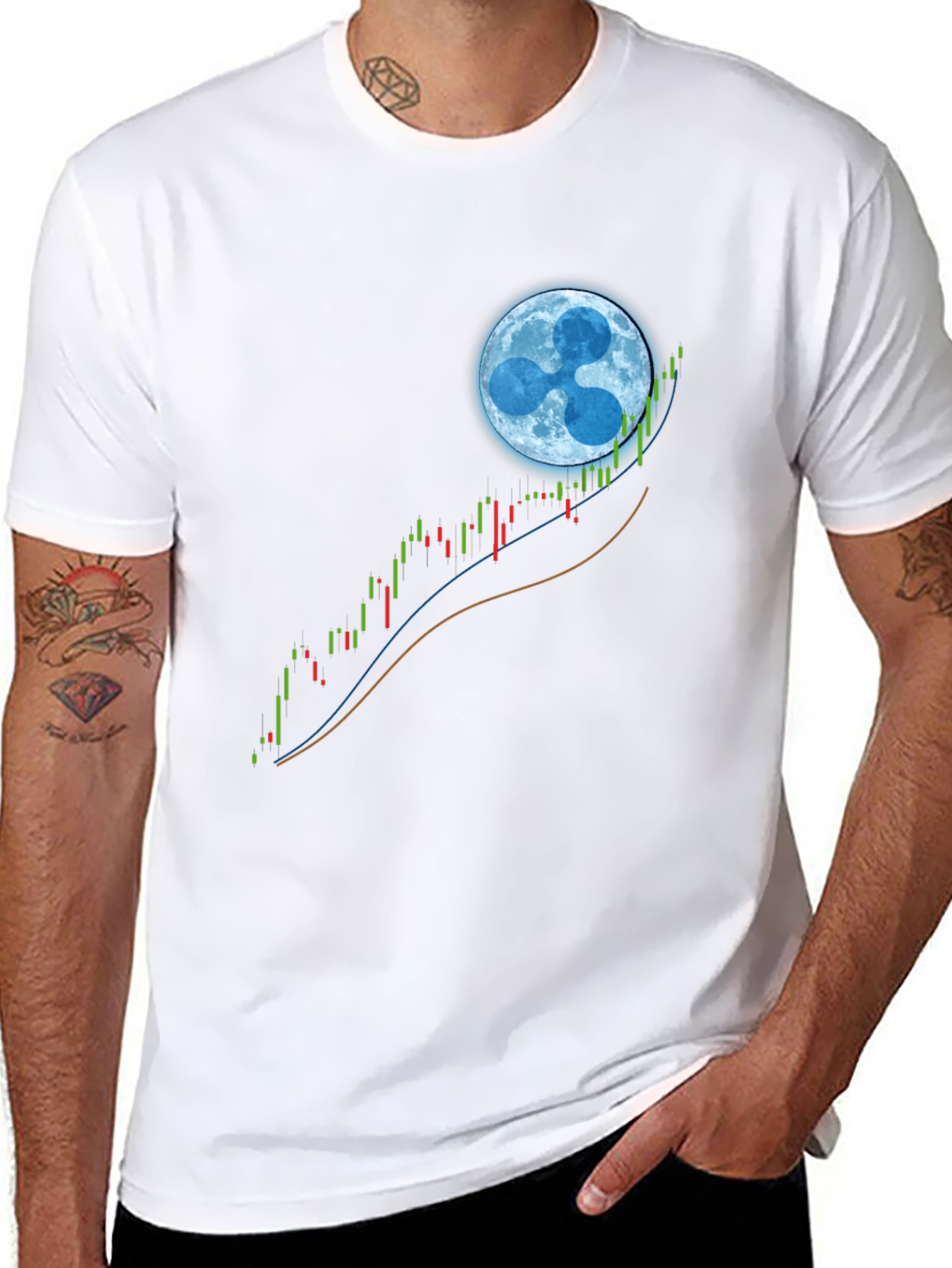Ripple XRP Crypto Mooning Black T-Shirt