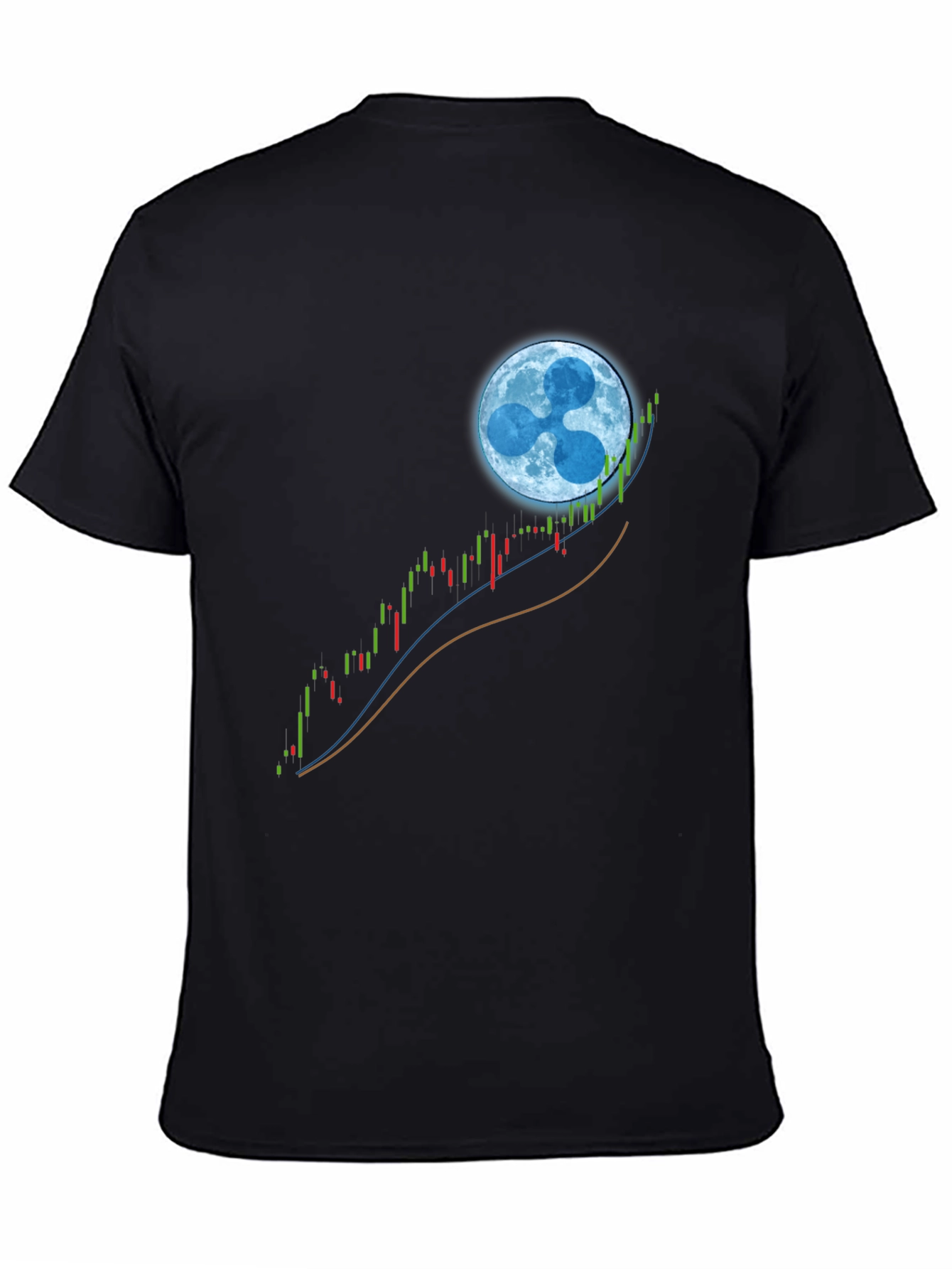 Ripple XRP Crypto Mooning Black T-Shirt