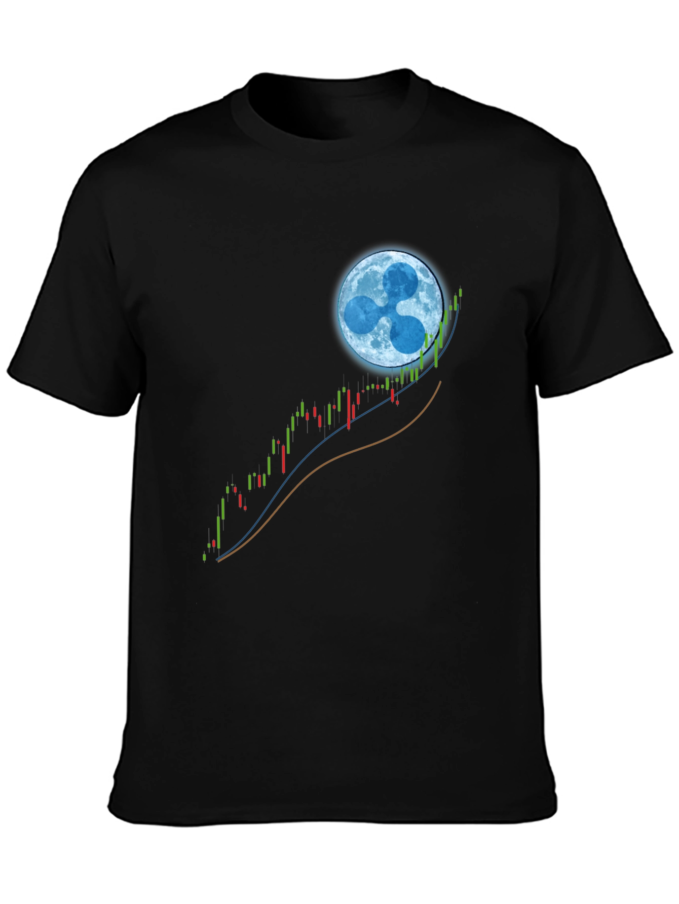 Ripple XRP Crypto Mooning Black T-Shirt