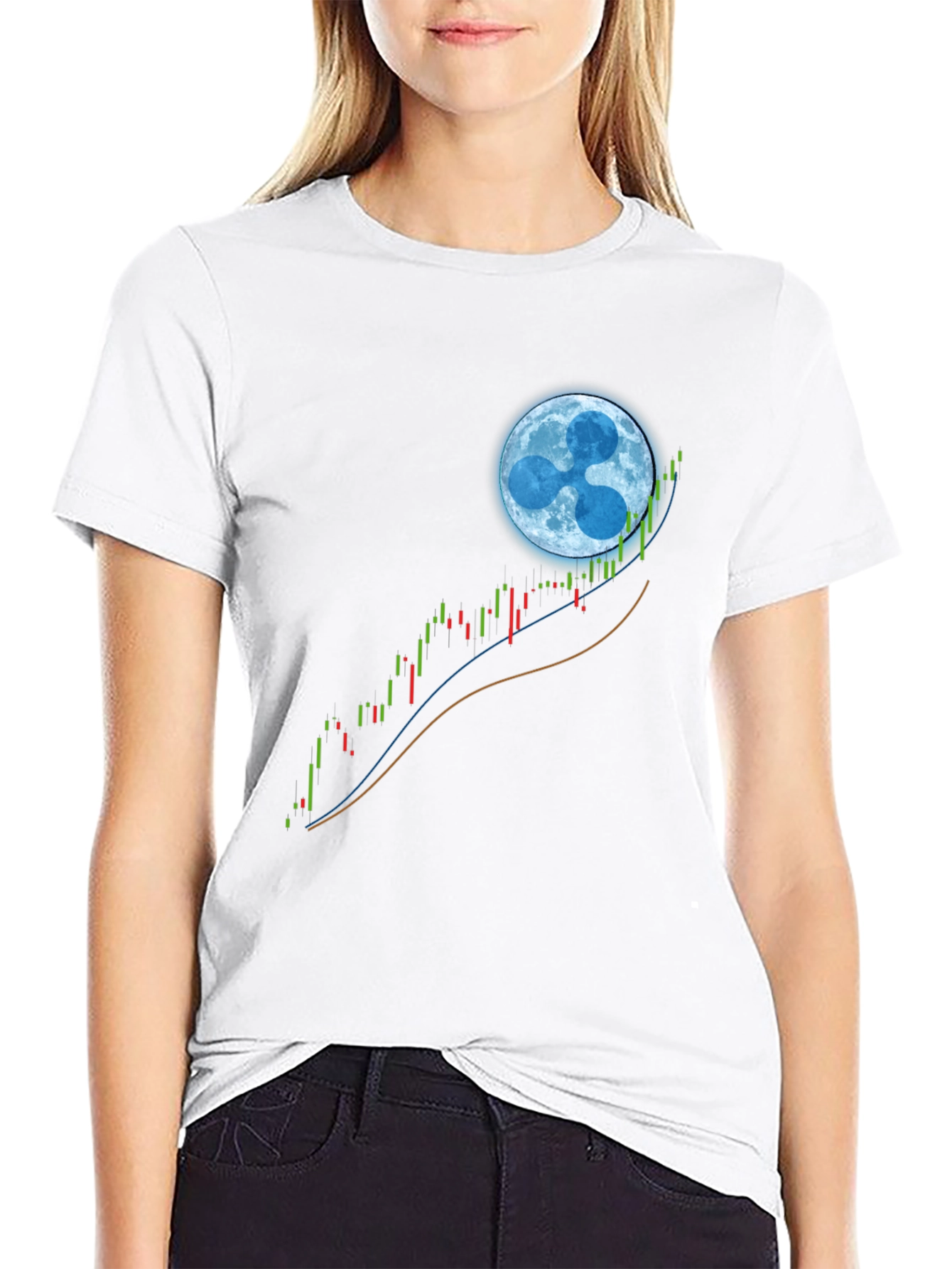 Ripple XRP Crypto Mooning Black T-Shirt