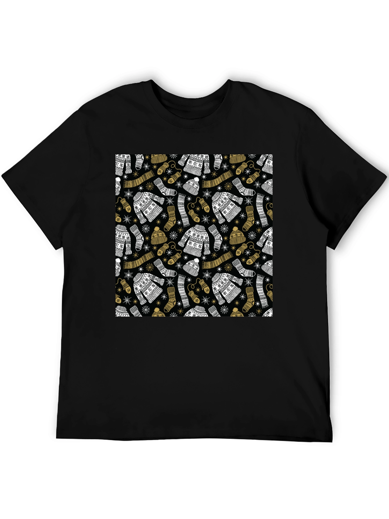 Winter Pattern Black T-Shirt