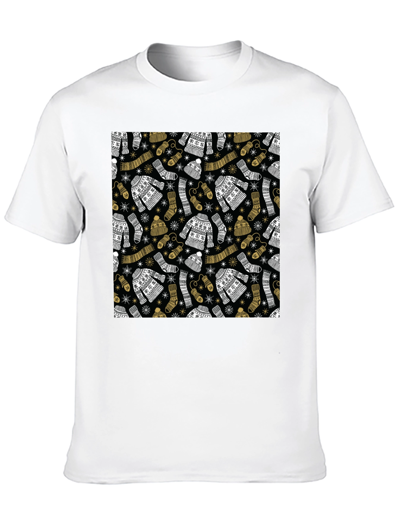Winter Pattern Black T-Shirt