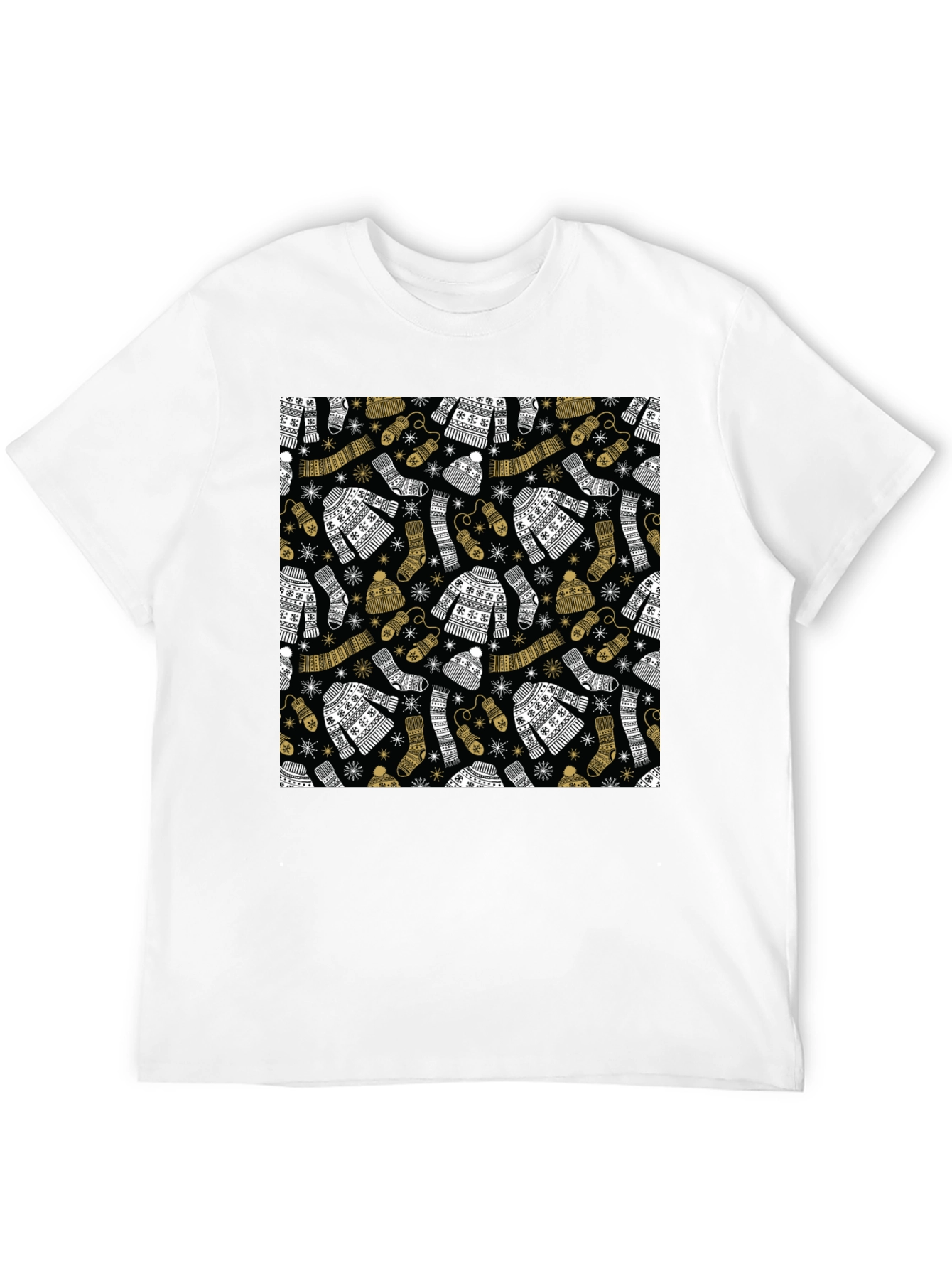 Winter Pattern Black T-Shirt