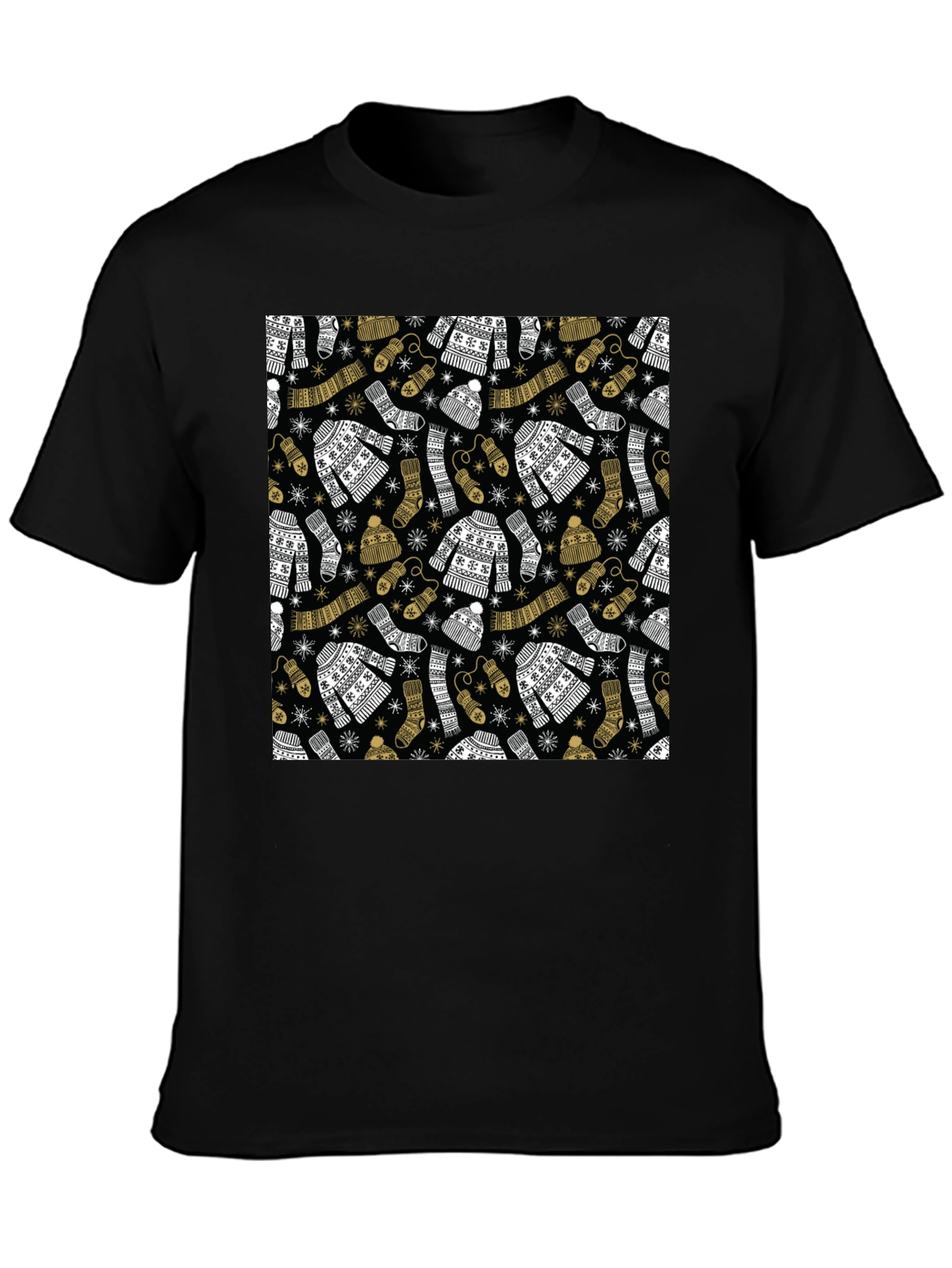 Winter Pattern Black T-Shirt