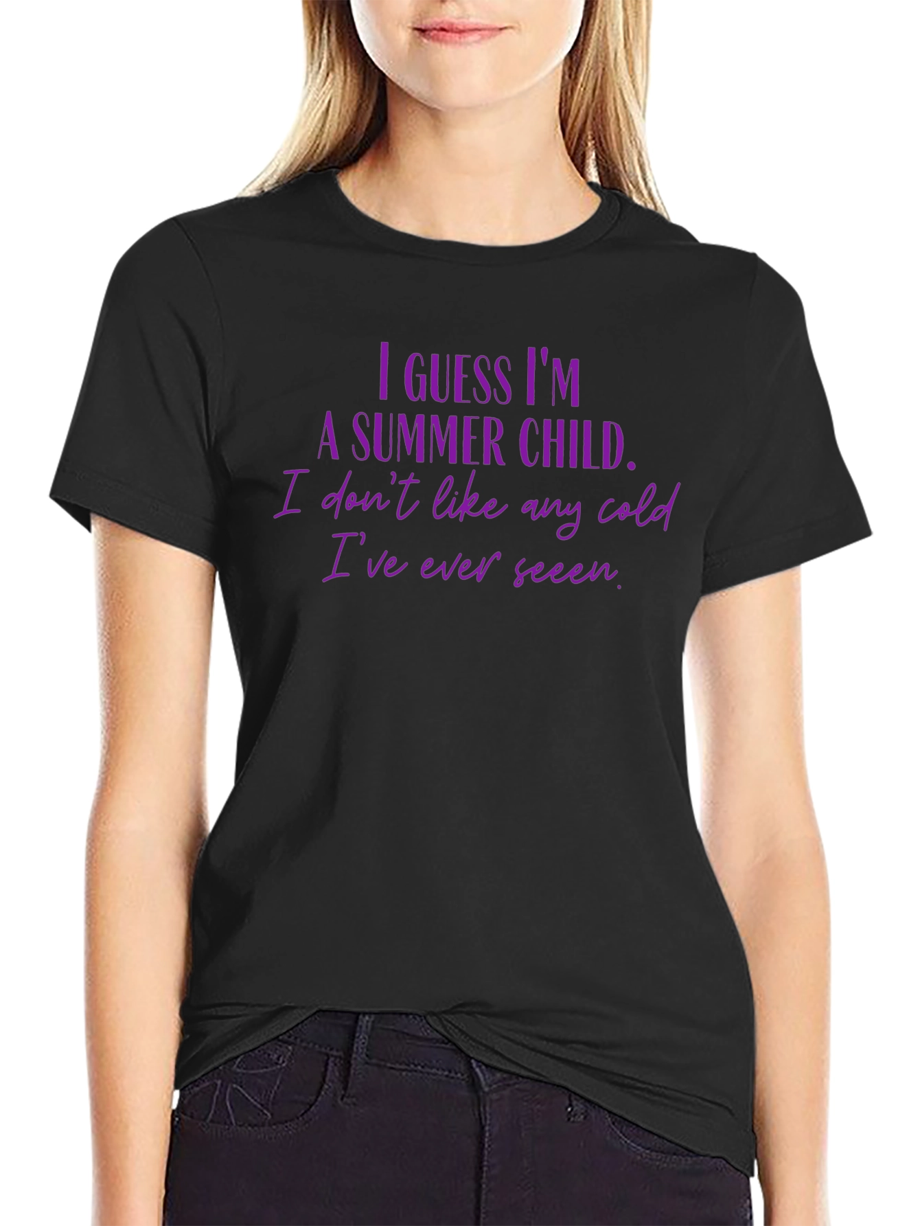 Summer Child Graphic Tee - Black Crew Neck T-Shirt