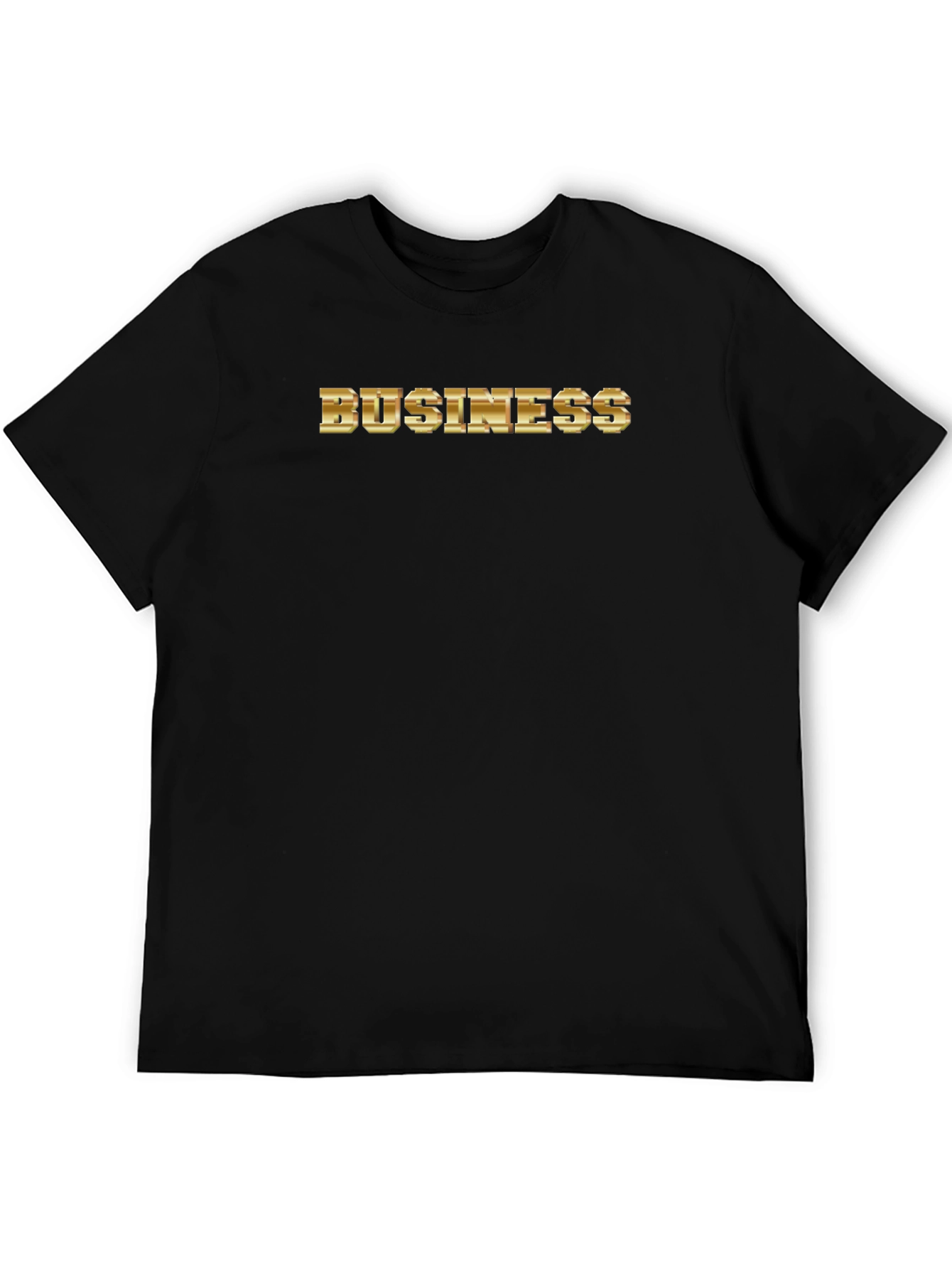Gold Business Graphic Print Black T-Shirt