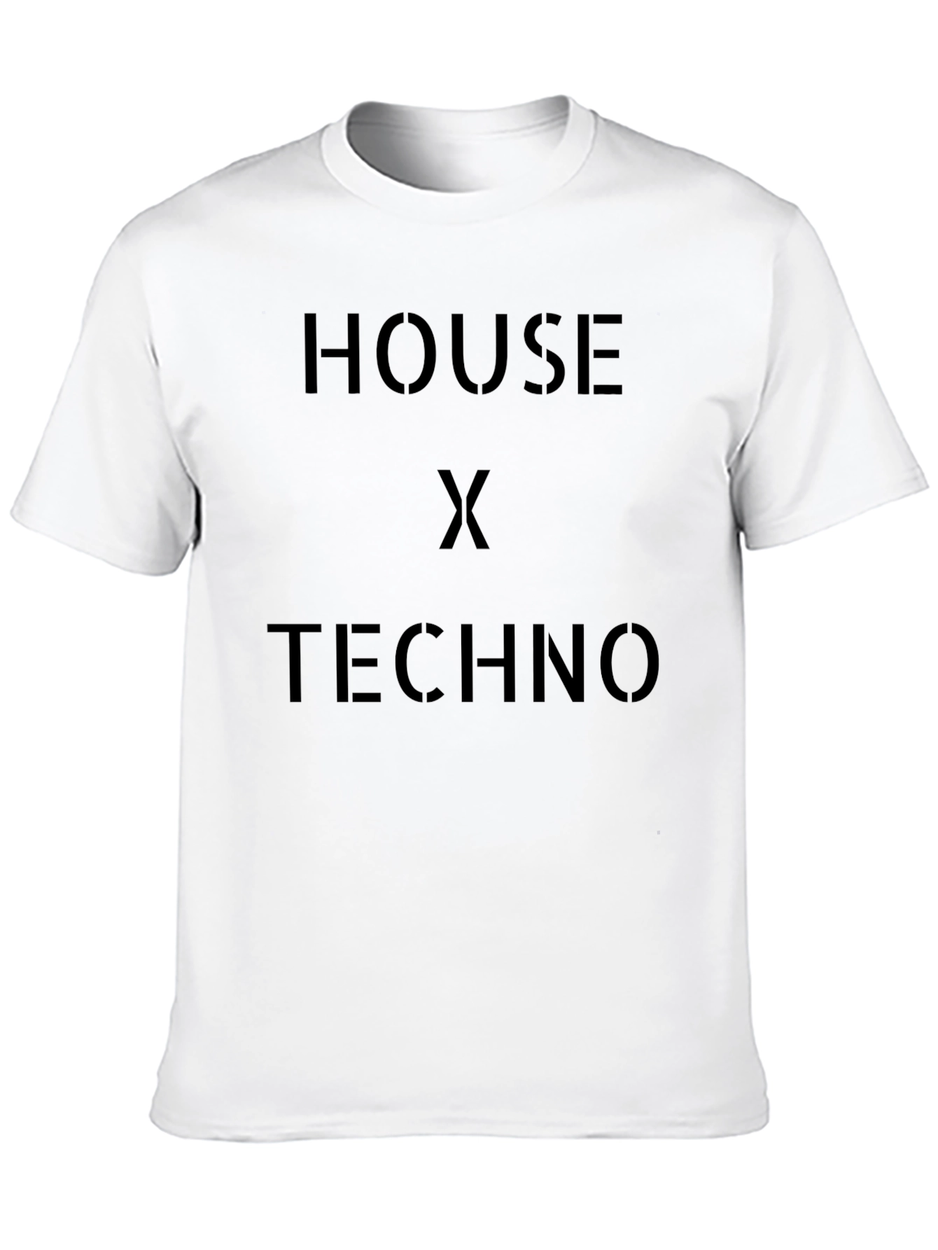 House x Techno Black Graphic Tee Shirt