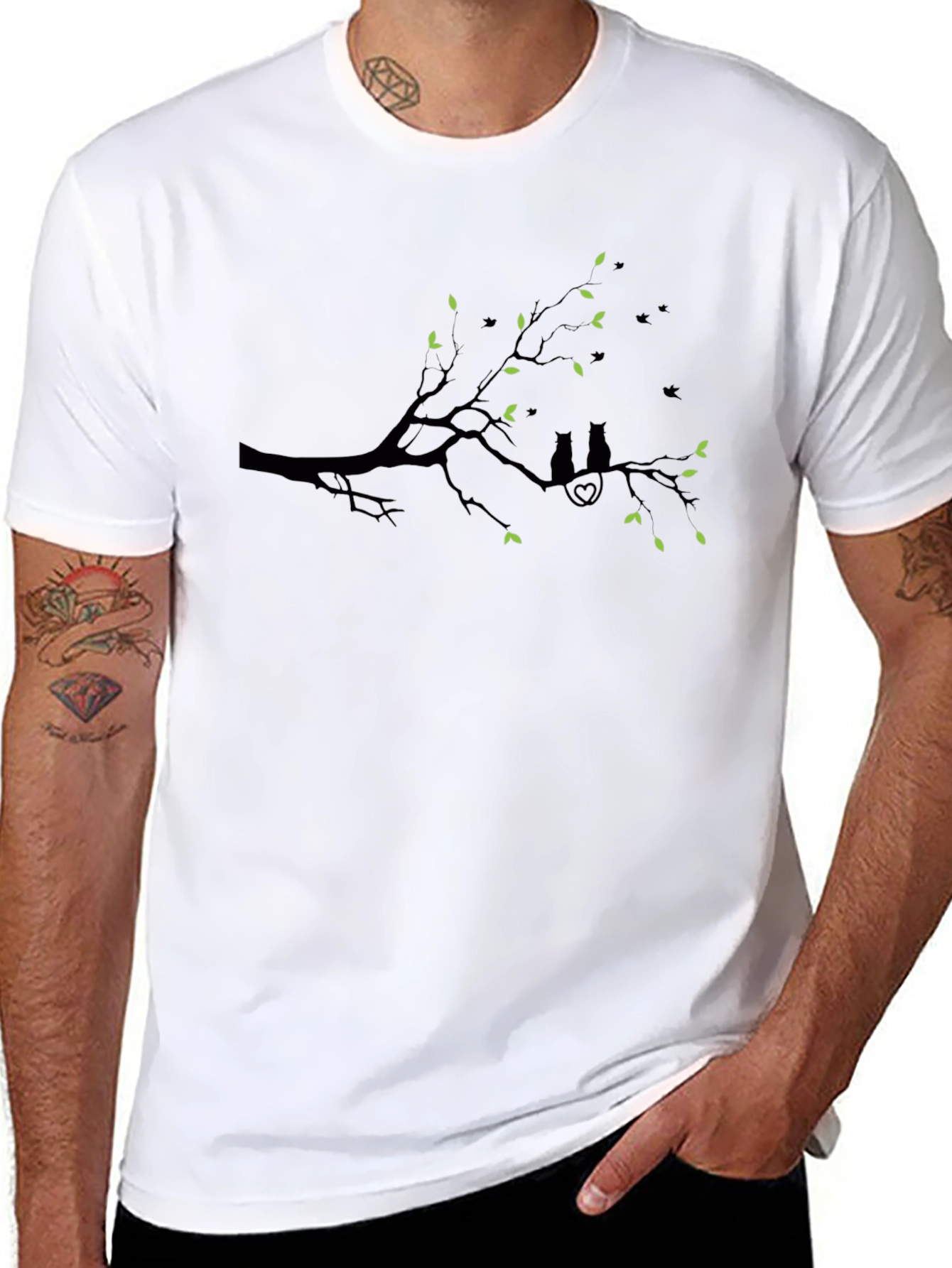 Black Cats on Tree Branch Graphic Tee