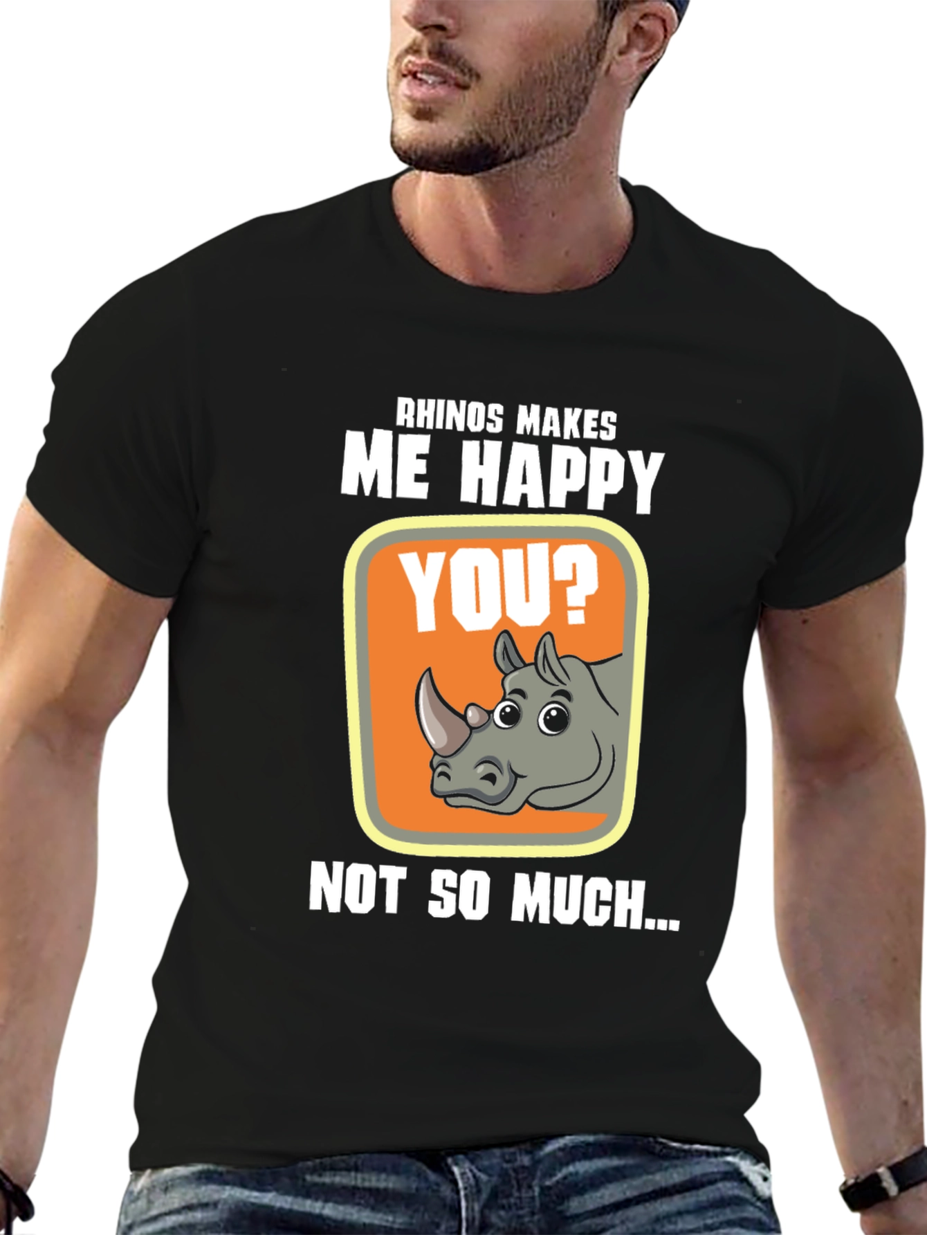 Rhino Makes Me Happy Graphic T-Shirt